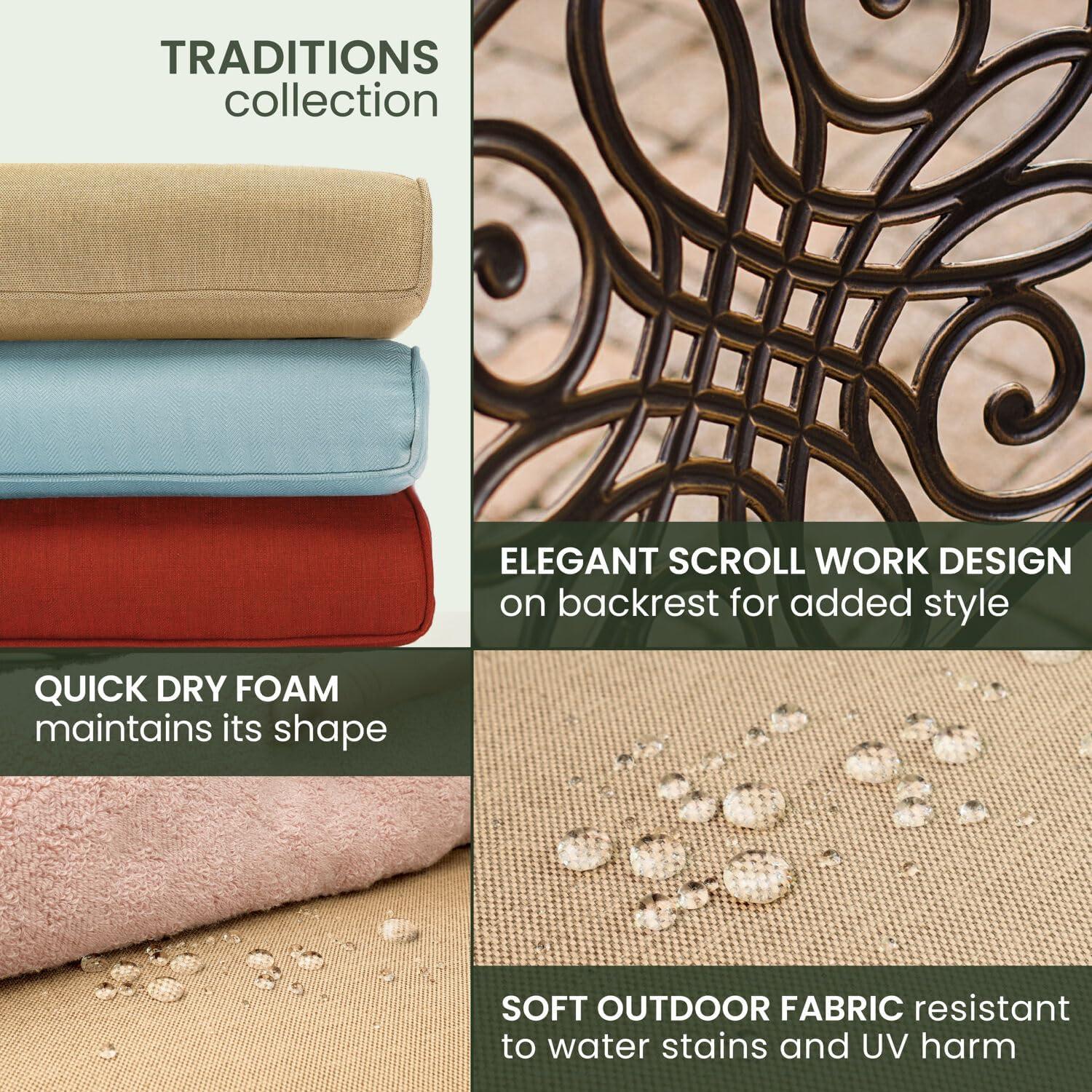 Hanover Traditions 7-Piece Dining Set in Blue with Extra Large Glass-Top Dining Table