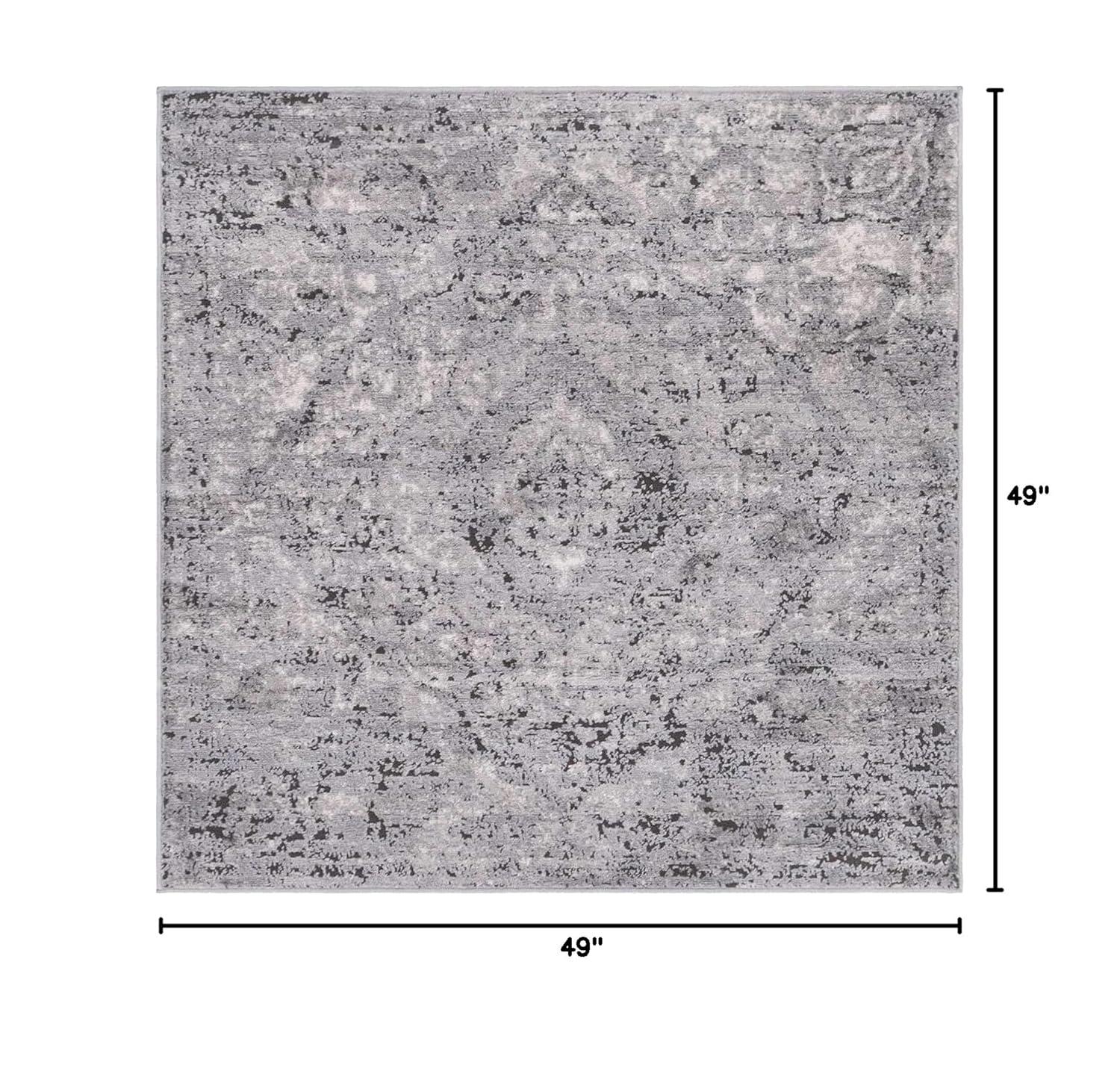 Unique Loom Portland Collection Area Rug - Astoria (4' 1" Square Gray/Ivory)