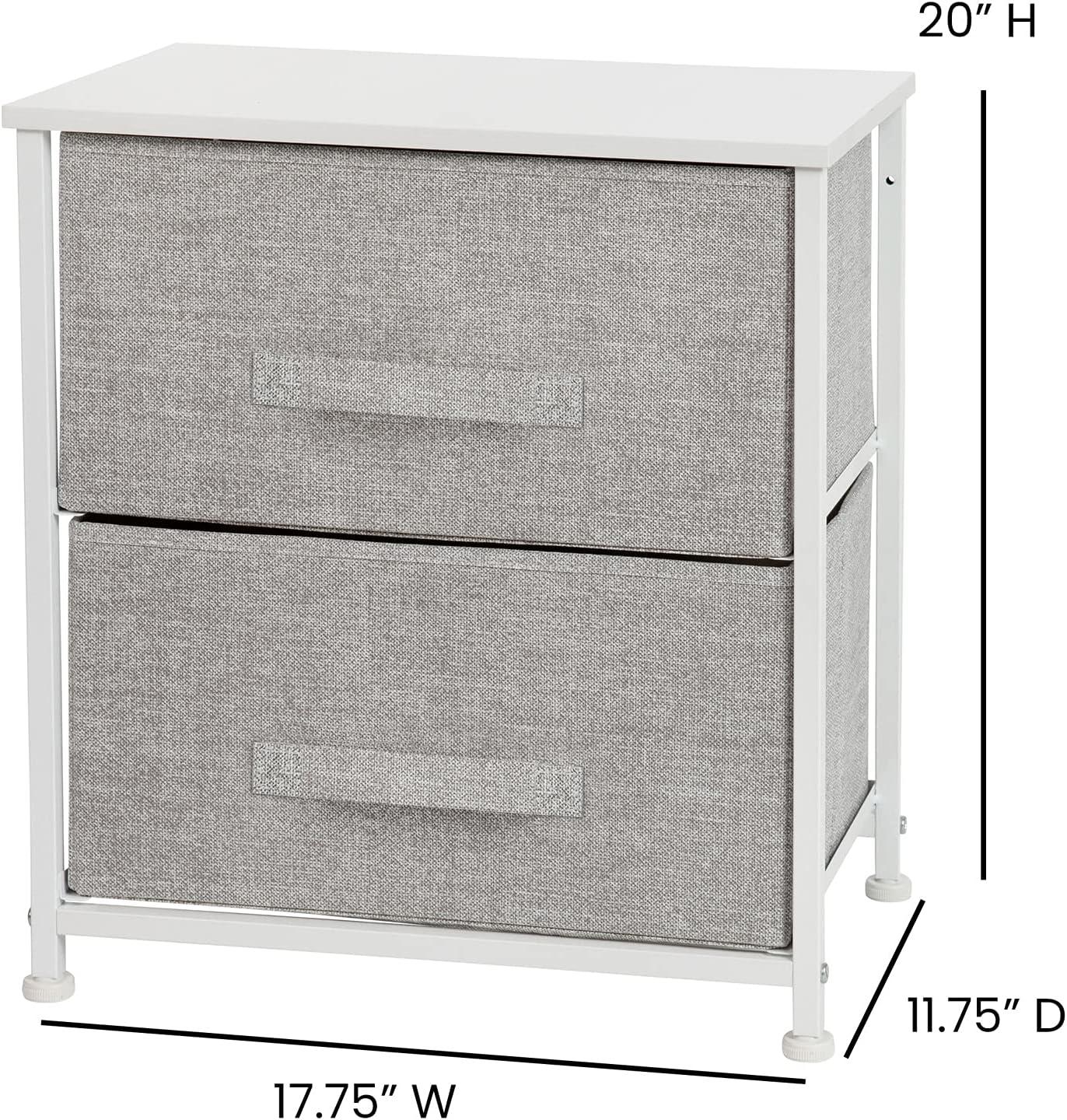 Malone 2 Drawer Storage Stand with Wood Top & Fabric Pull Drawers