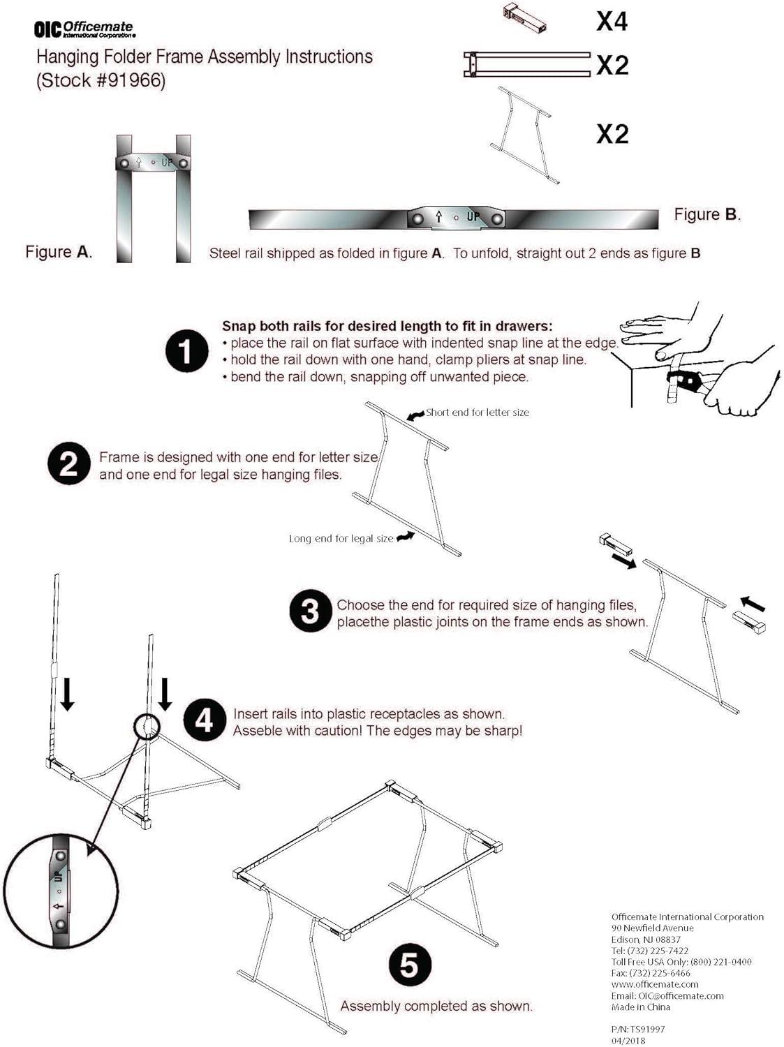 Adjustable Steel Hanging File Frame for Letter and Legal Size