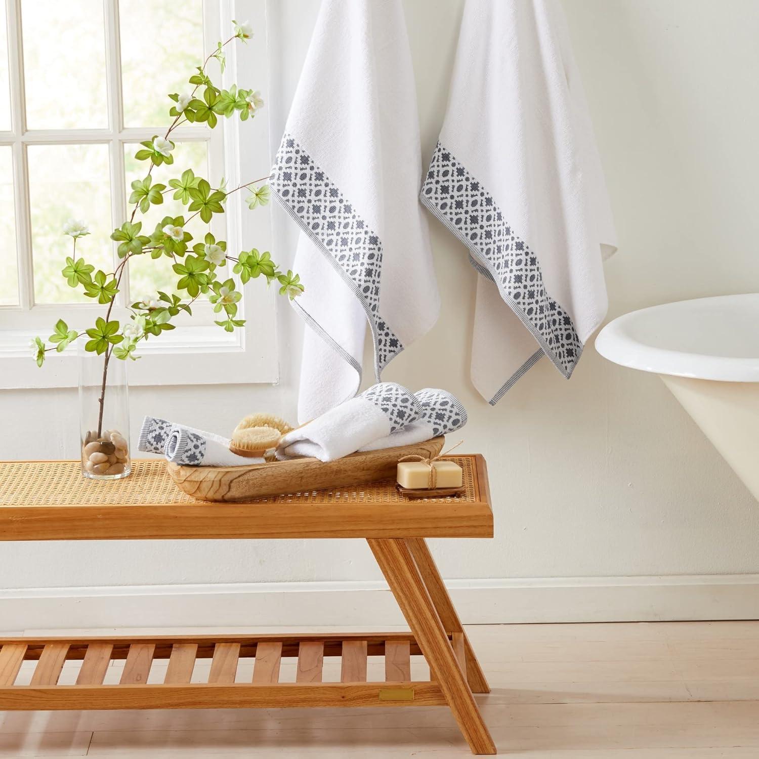 Market & Place Turkish Cotton Luxury 6-Piece Bath Towel Set White/Grey