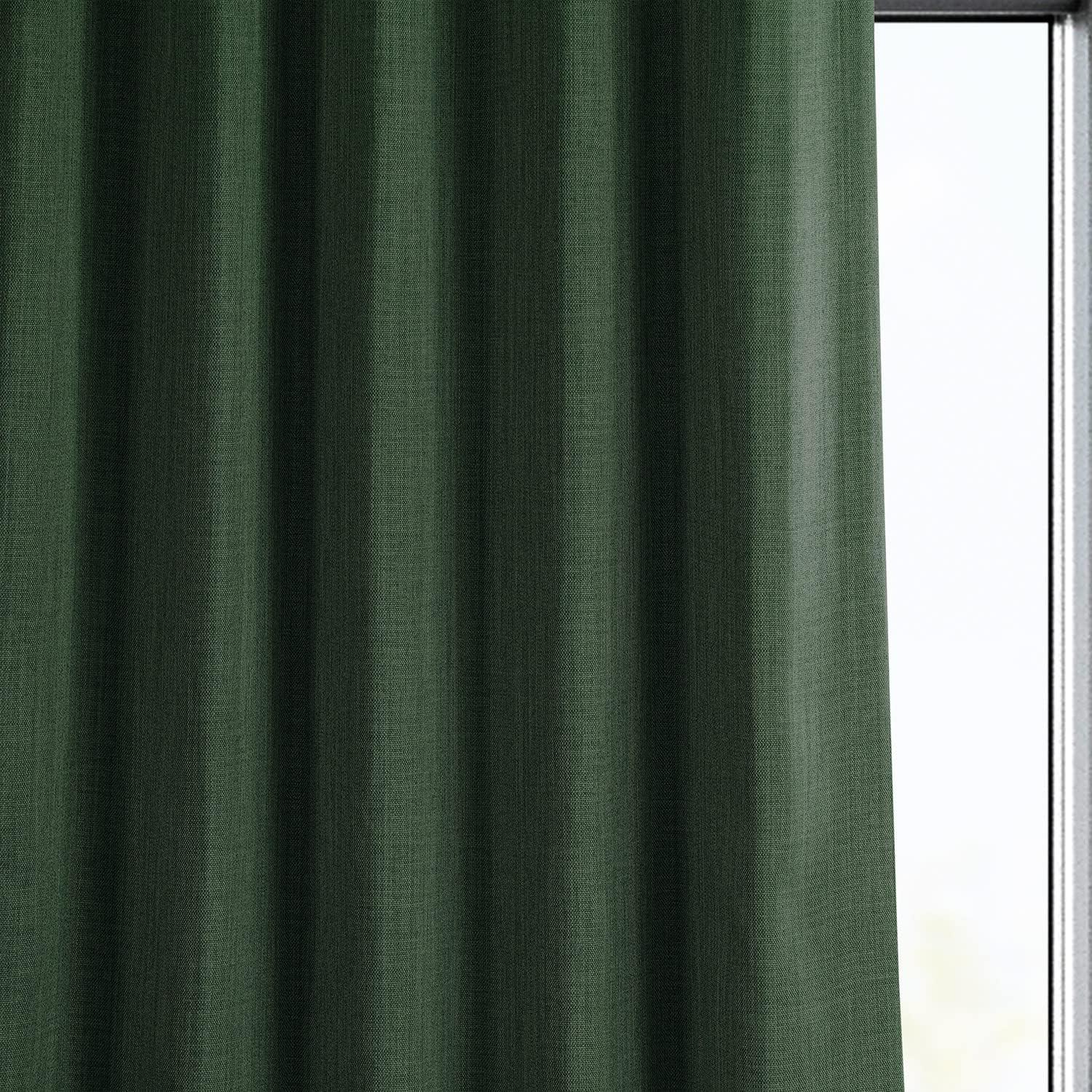 HPD Half Price Drapes Key Green Faux Linen Room Darkening Curtains for Bedroom & Living Room Curtains (1 Panel), Door & Window Curtains 84 inches long, Rod Pocket Curtains & Drapes, 50W X 84L