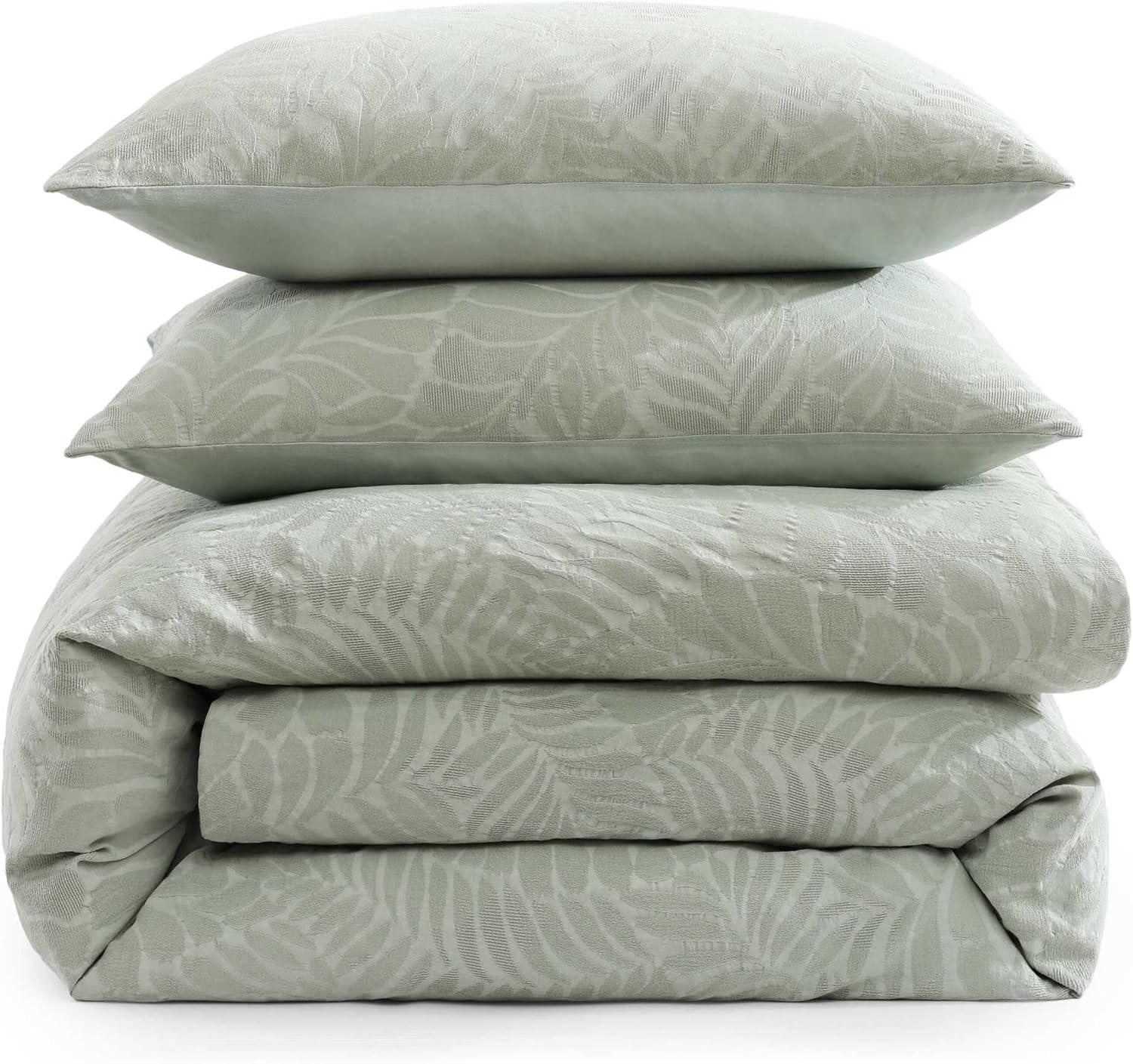Harbor Palm 3 Piece Green 100% Cotton King Comforter Set