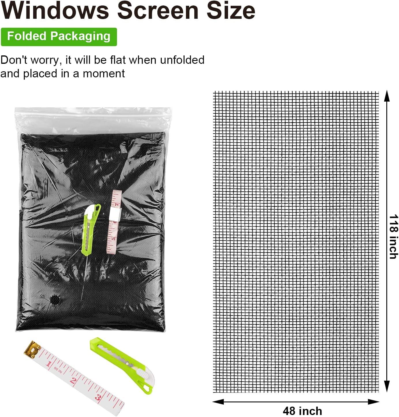 Window And Screen Door Replacement, 48" X 115" Durable Fiberglass Screen Grid - Patio And Window Screen And Sliding Screen Door Repair