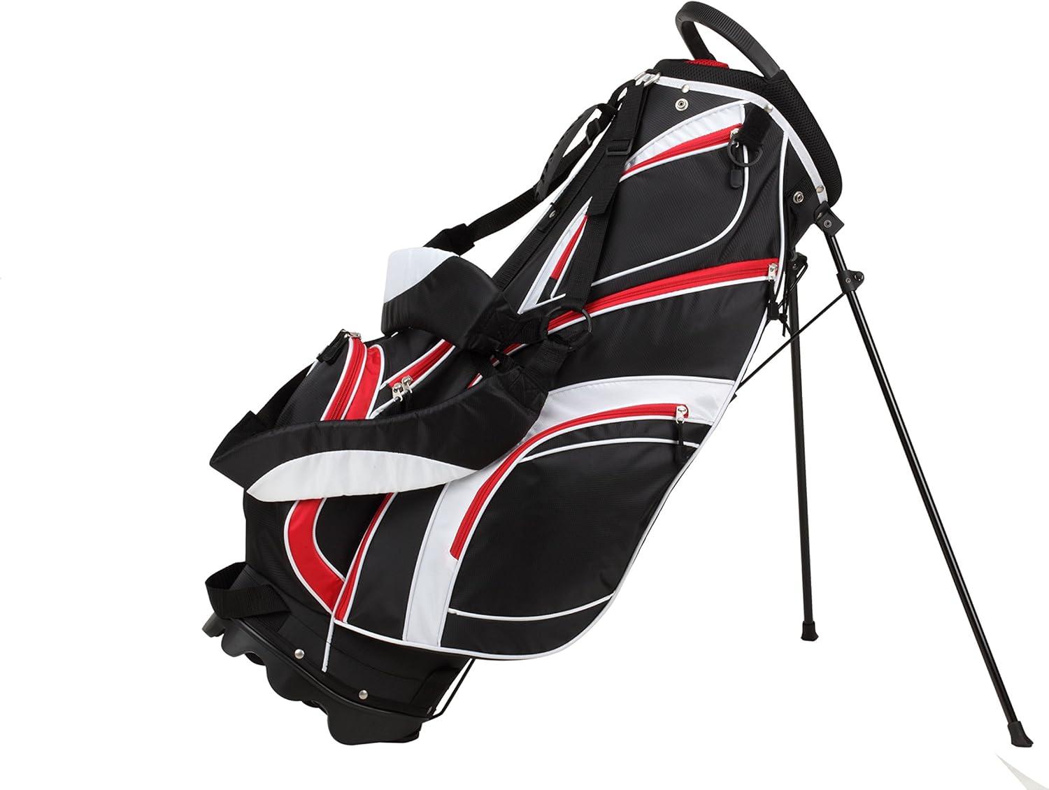 Precise S7 Men's Complete 18 Piece Right Handed Golf Clubs Package Set w/ Titanium Driver, Red Model, Tall Size