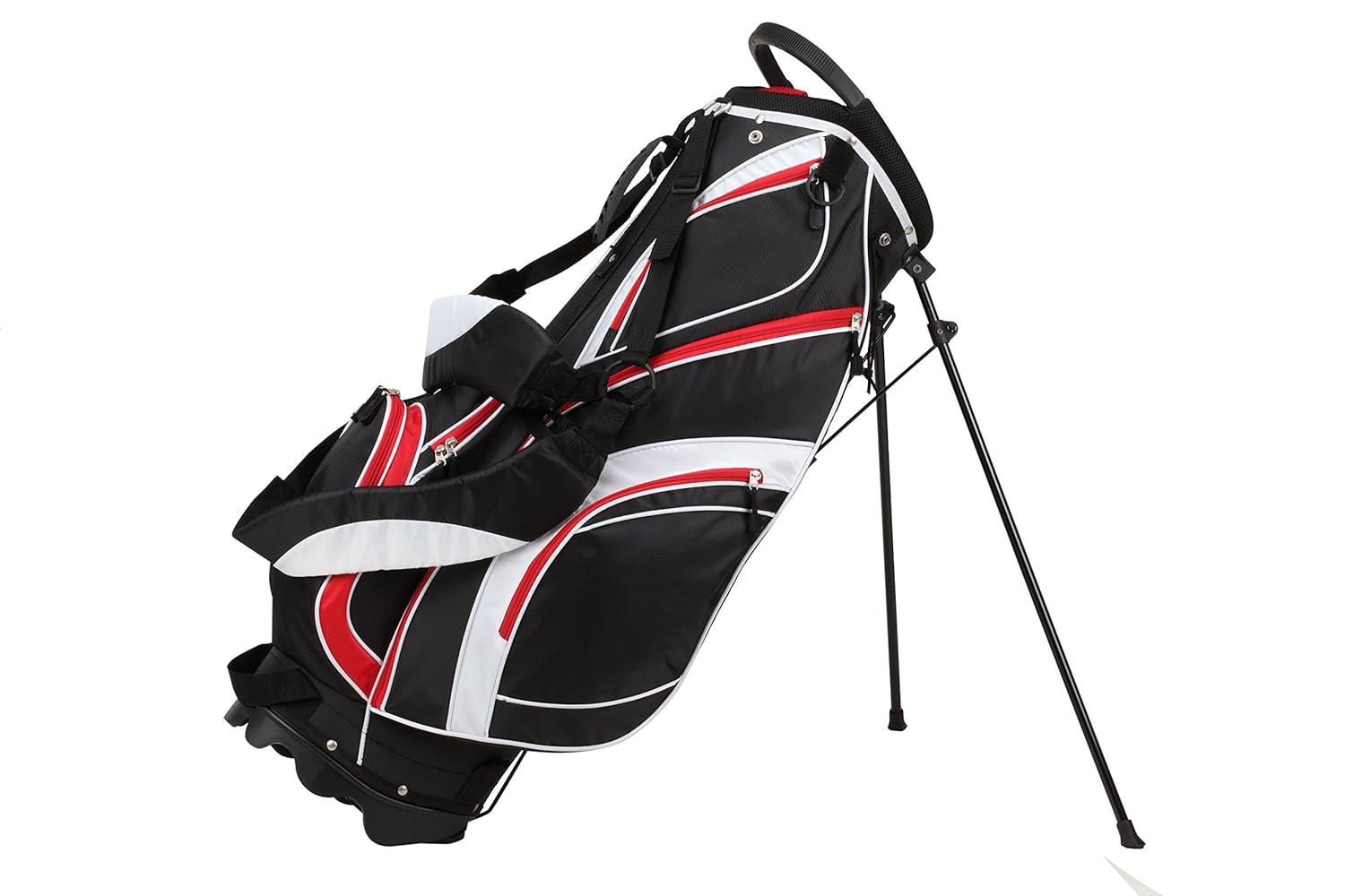 Precise S7 Men's Complete 18 Piece Right Handed Golf Clubs Package Set w/ Titanium Driver, Red Model, Tall Size