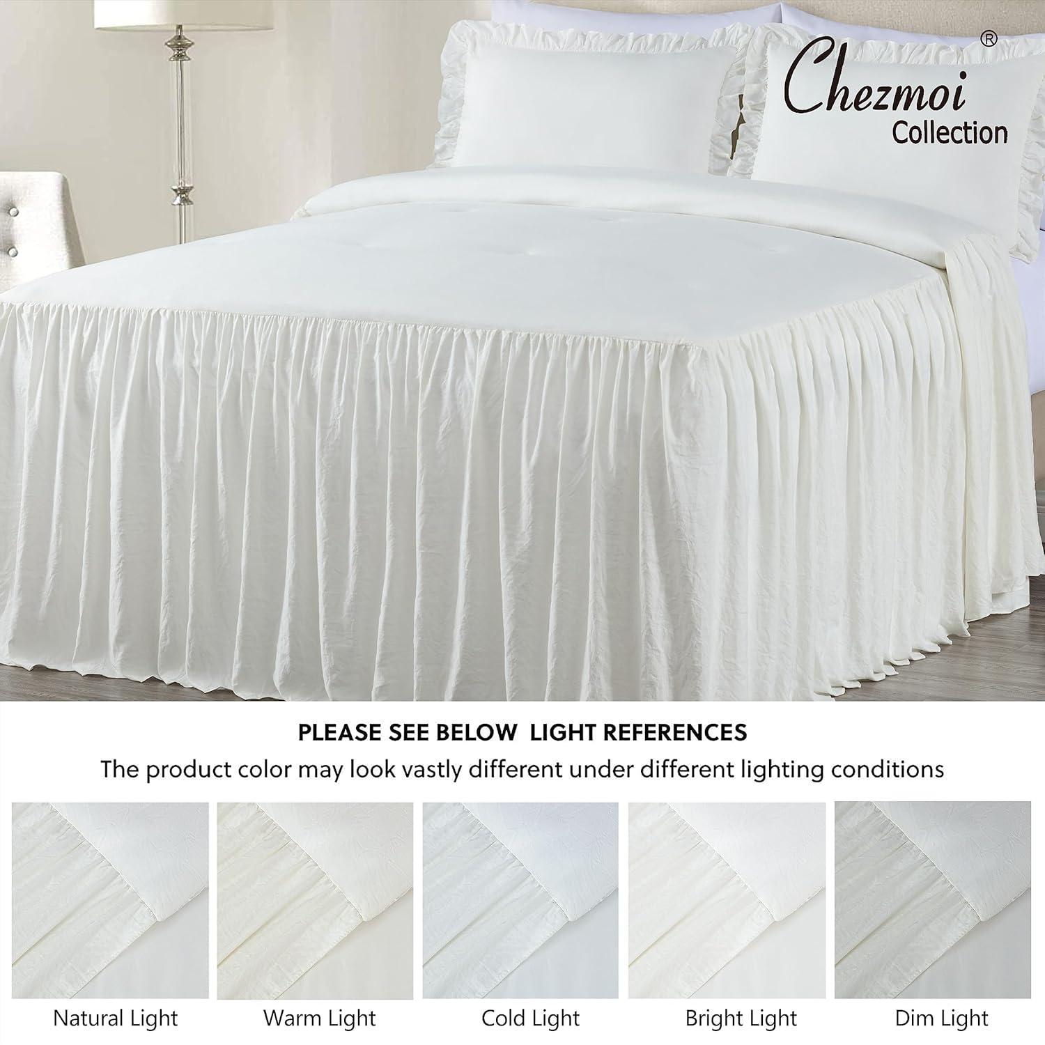 Chezmoi Collection Sinclair French Country Chic Ruffle Skirt Bedspread Set