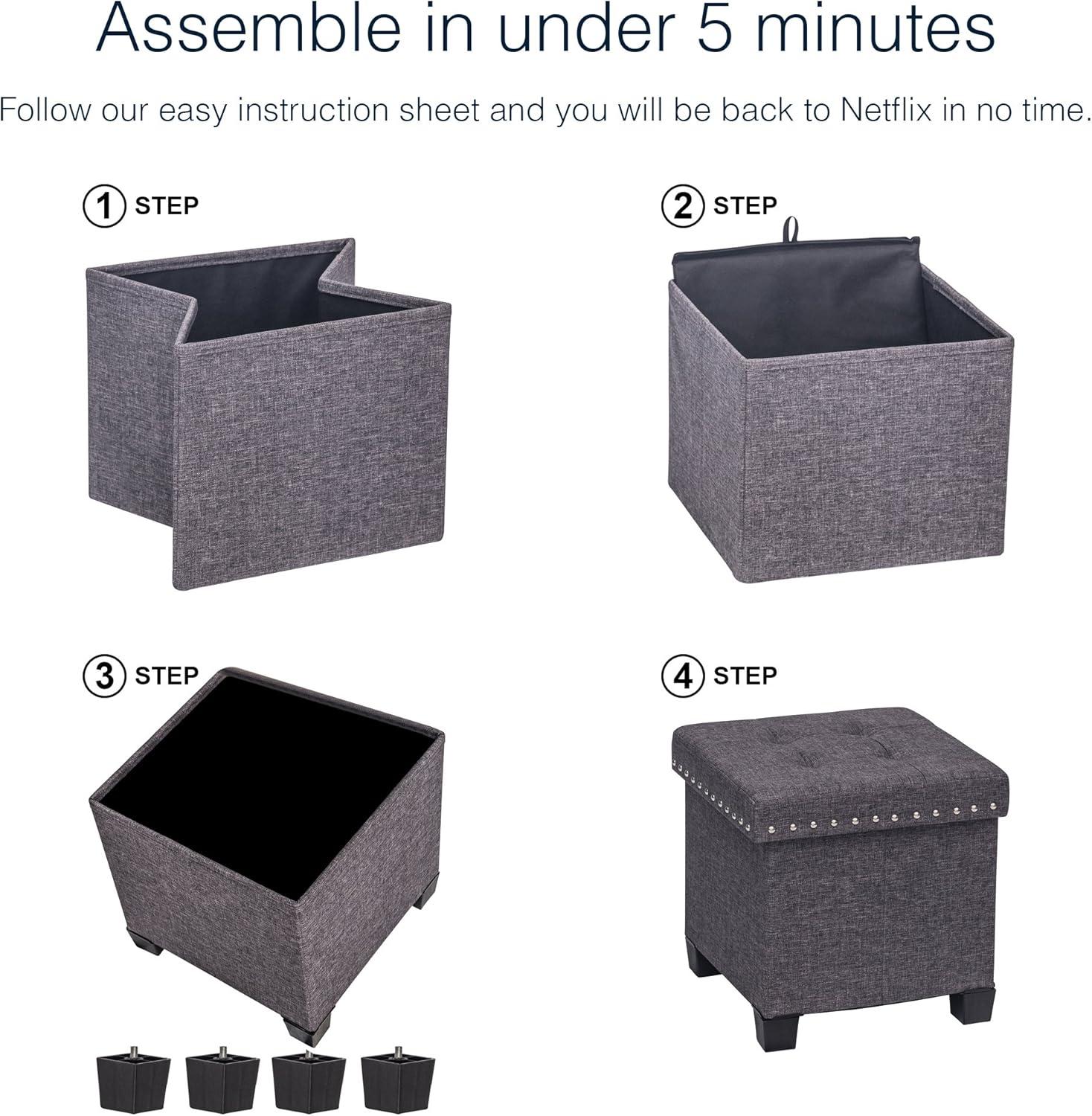 15" Payton Storage Cube Tufted Upholstered Ottoman - Nathan James