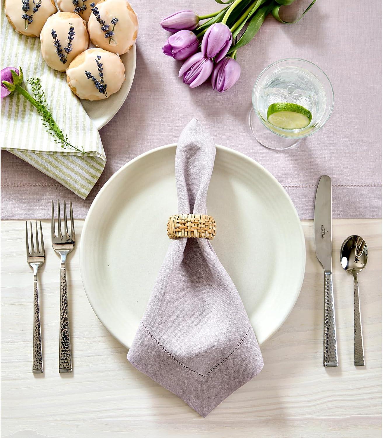 Lilac Linen Hemstitch Dinner Napkins Set of 6