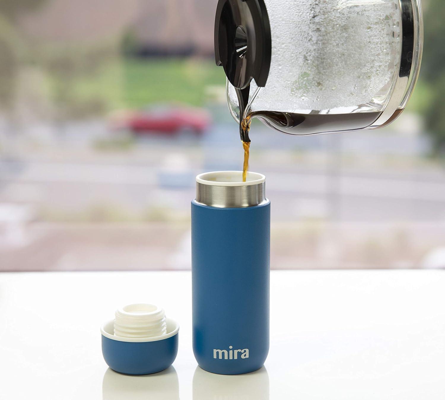 Mira 7oz Insulated Small Thermos Flask, Kids Vacuum Insulated Water Bottle, Leak Proof, Pearl Blue