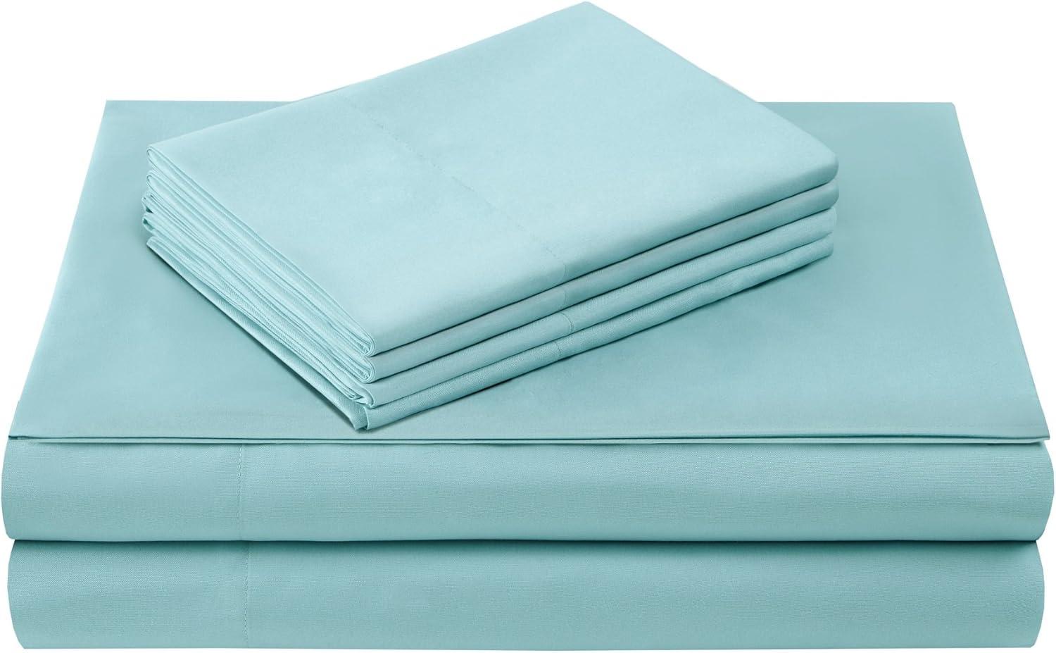 Comfort Spaces Solid 100% Polyester Microfiber Solid Sheet Set, Full, Aqua