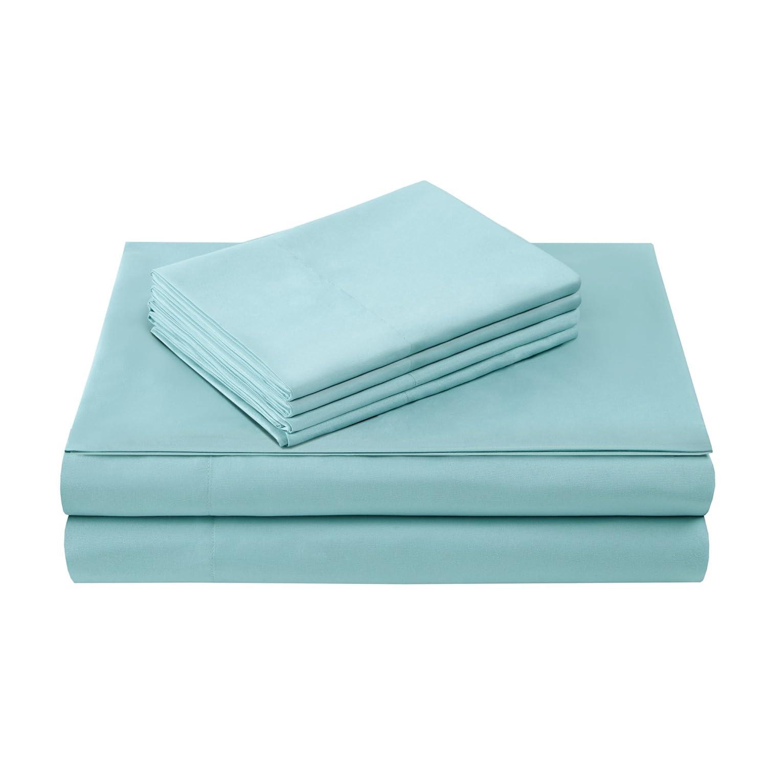 Comfort Spaces Solid 100% Polyester Microfiber Solid Sheet Set, Full, Aqua