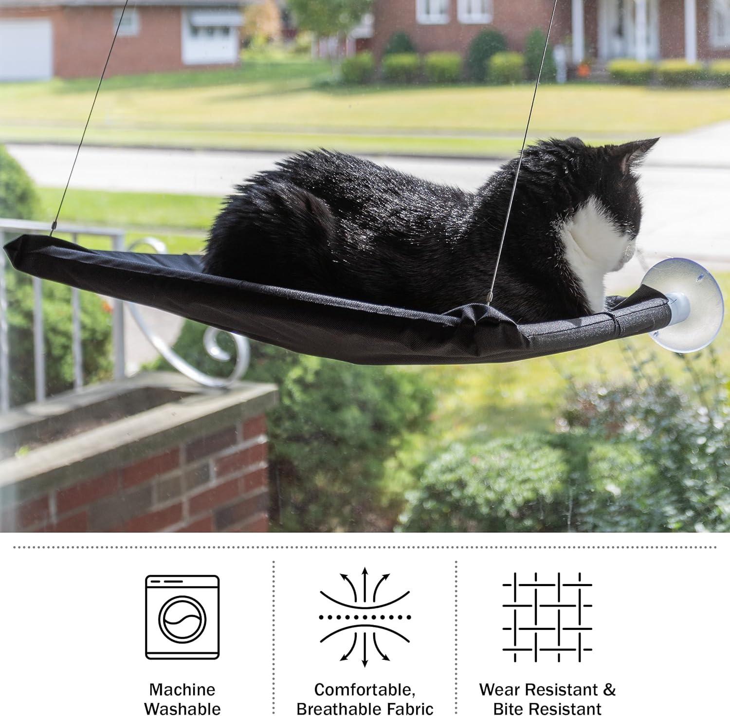 Petmaker PETMAKER Cat Window Perch for Large Cats, Black