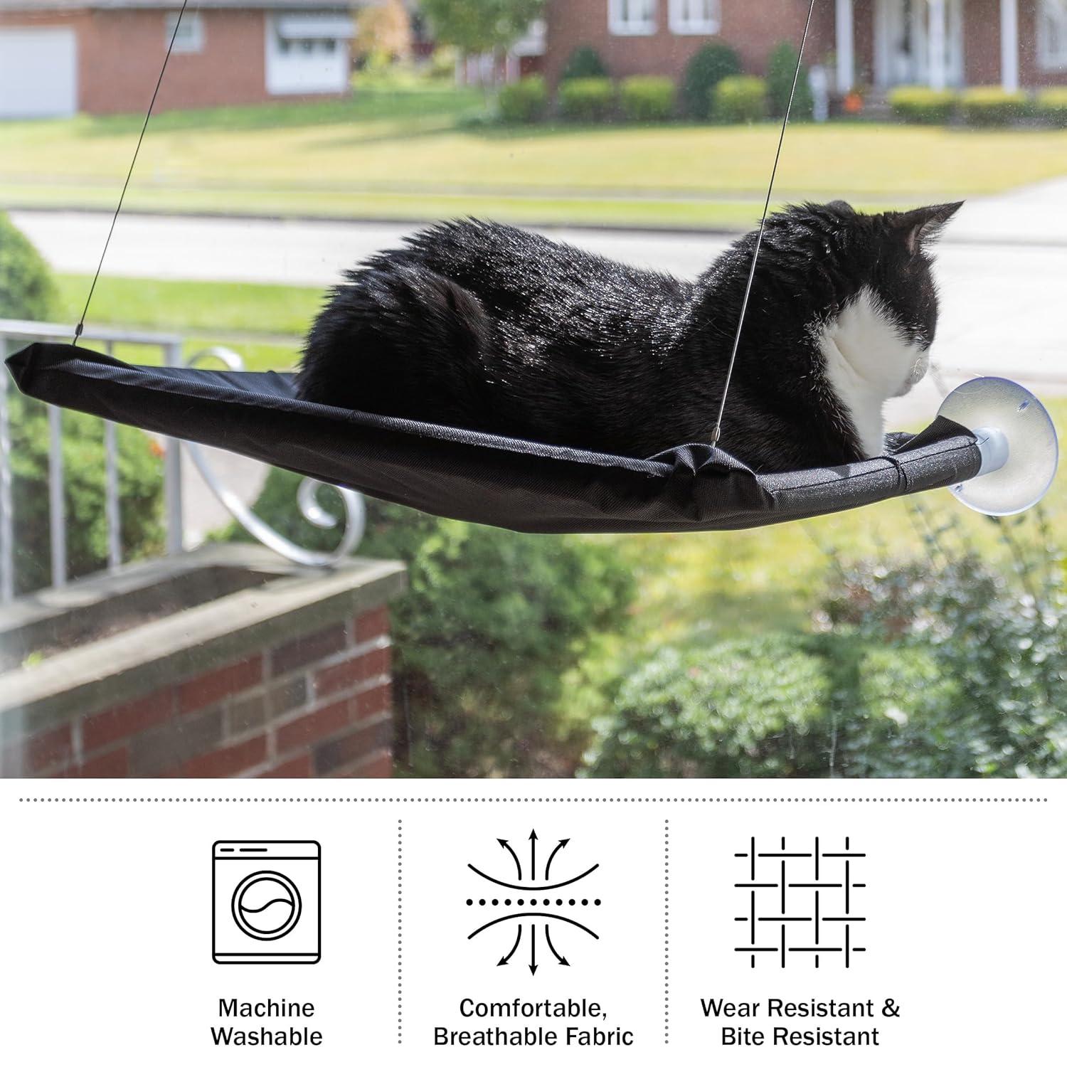 Petmaker PETMAKER Cat Window Perch for Large Cats, Black