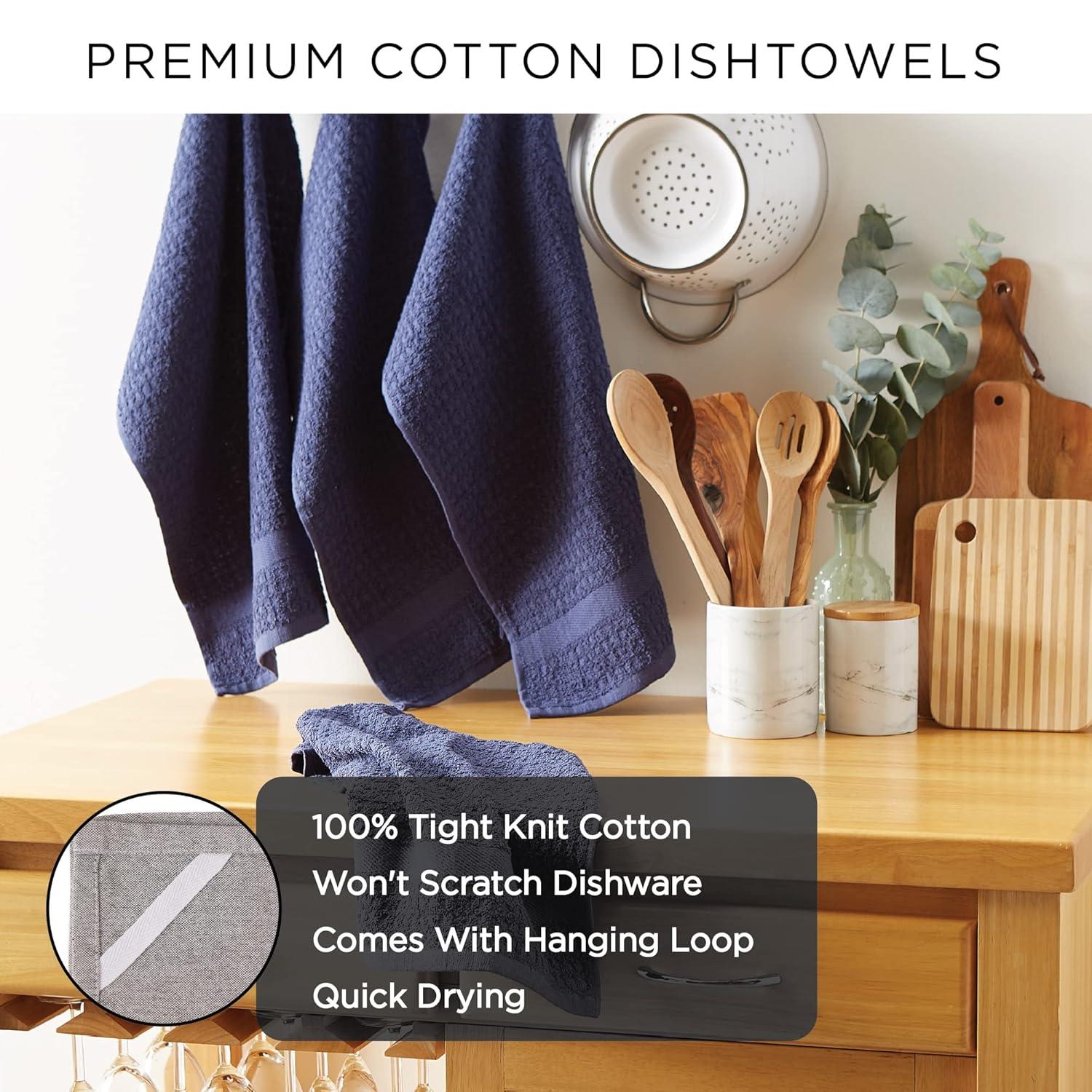 4pk Blue Kitchen Towels Blue - Design Imports