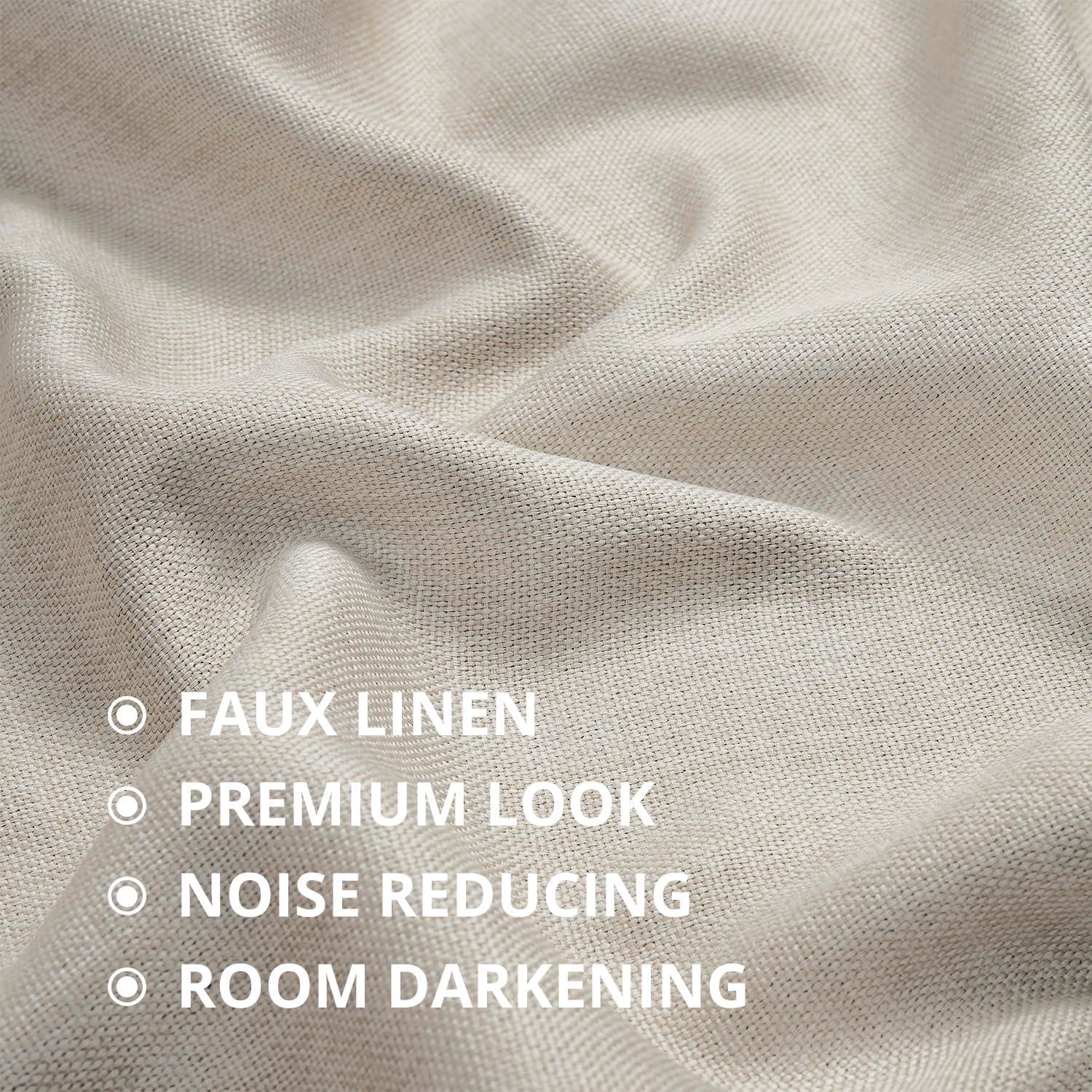 Birch Faux Linen Room Darkening Curtain (1 Panel), Birch, 50W X 120L