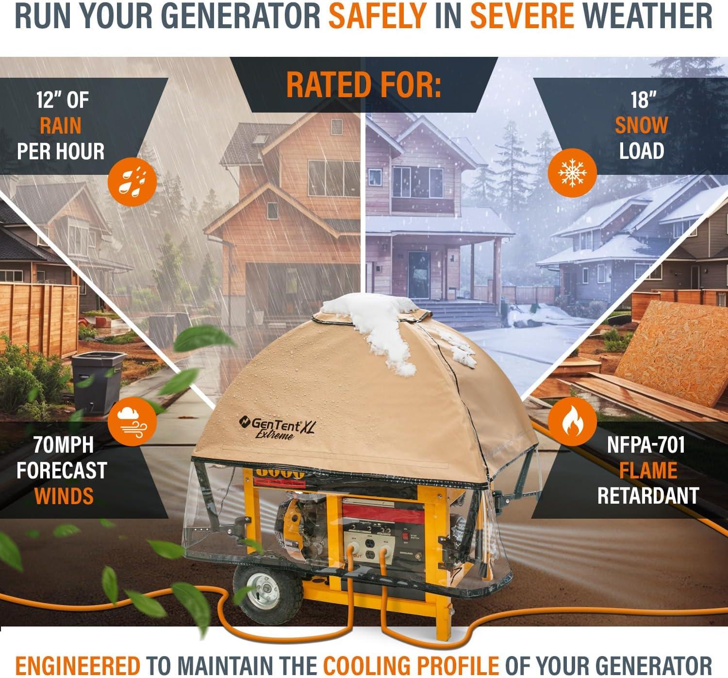 XL Generator Running Cover - Universal Kit (Extreme, Tan) - for Larger Open Frame Portable Generators