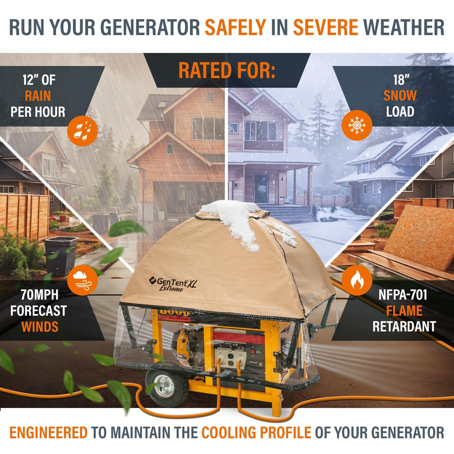 XL Generator Running Cover - Universal Kit (Extreme, Tan) - for Larger Open Frame Portable Generators