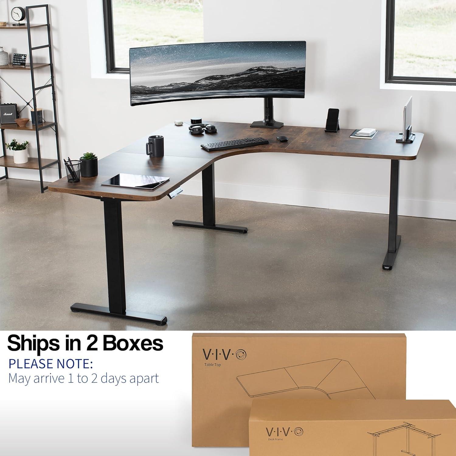 VIVO Electric 71" x 71" Curved Corner Stand Up Desk (E3CB2 Series)