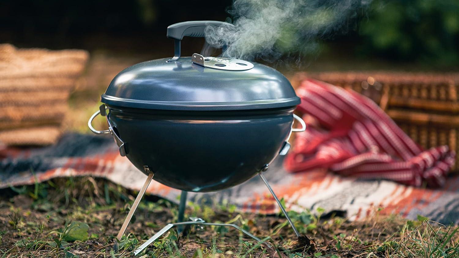 Slate Blue 14-Inch Portable Charcoal Kettle Grill