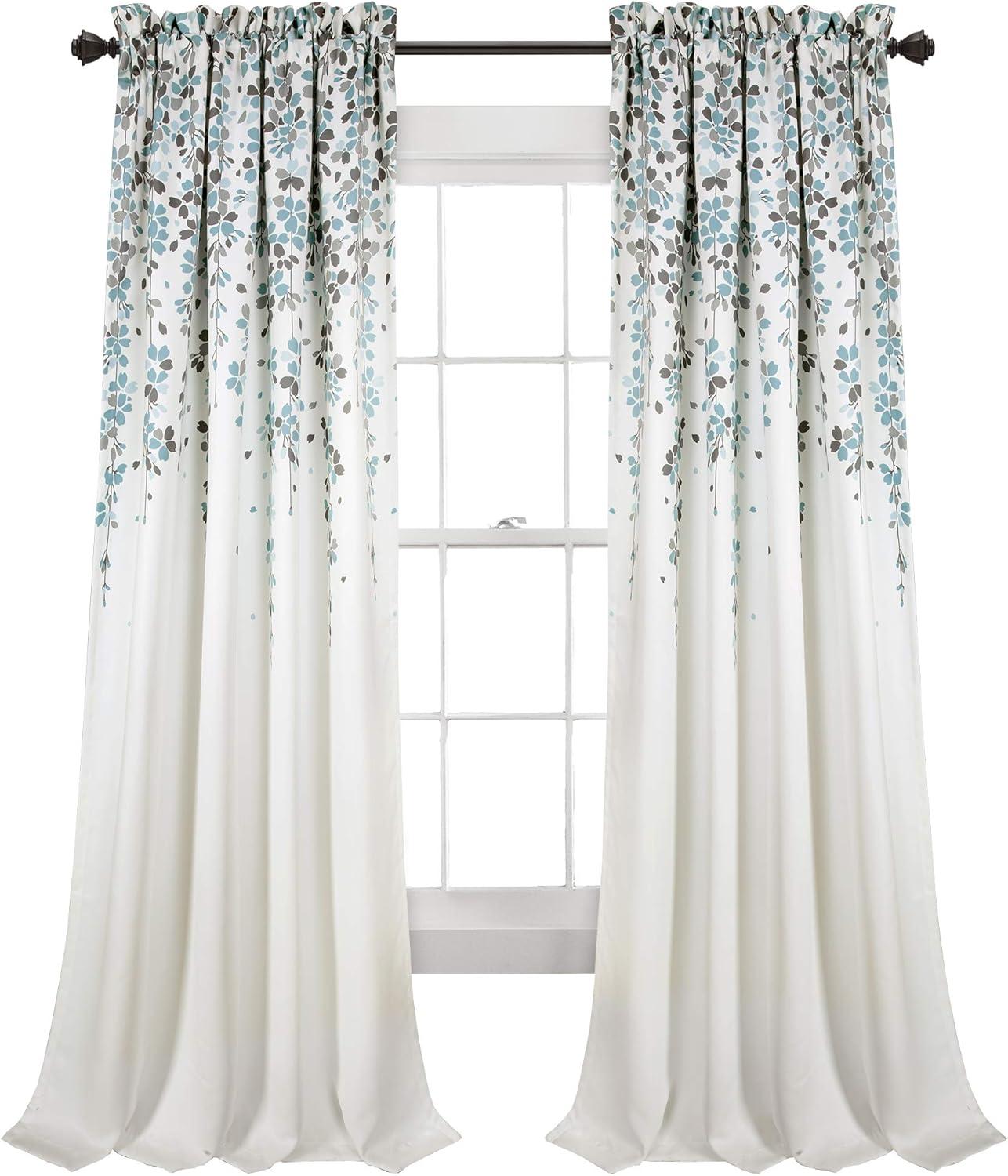 Weeping Flowers Polyester Room Darkening Curtain Pair (Set of 2)