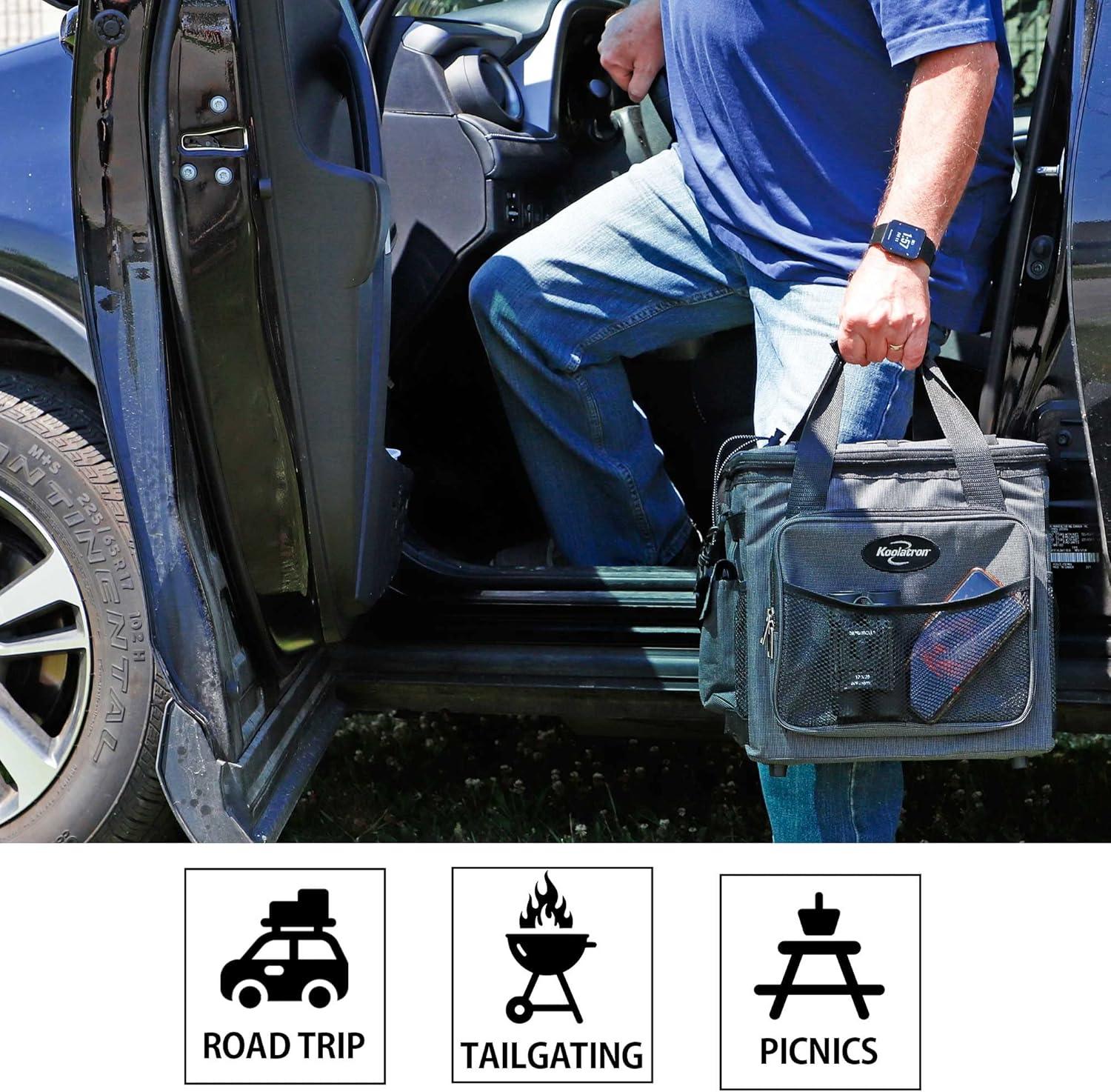 Black Electric Insulated Cooler Bag with Adjustable Strap