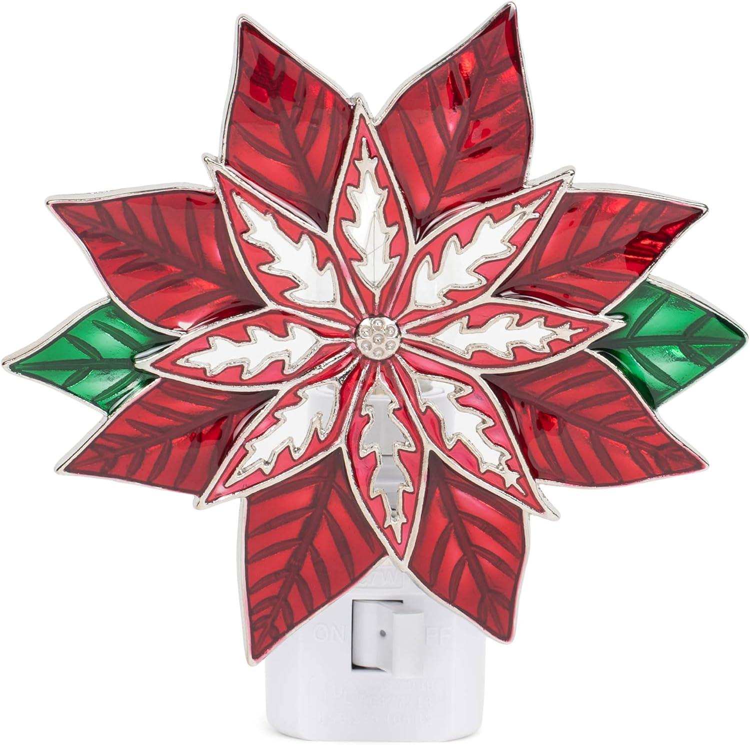 Ganz 4.25 In Poinsettia Night Light Electric Flower Christmas Novelty Nightlights