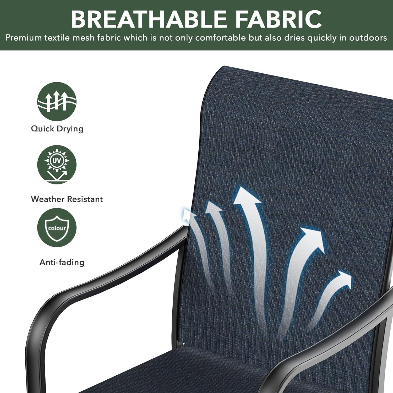 Patio Swivel Chairs Set of 2, Outdoor Dining Chairs with All-Weather Textilene Mesh and Metal, High Back, Patio Swivel Chairs for Patio, Deck, Garden, and Backyard（Gray）