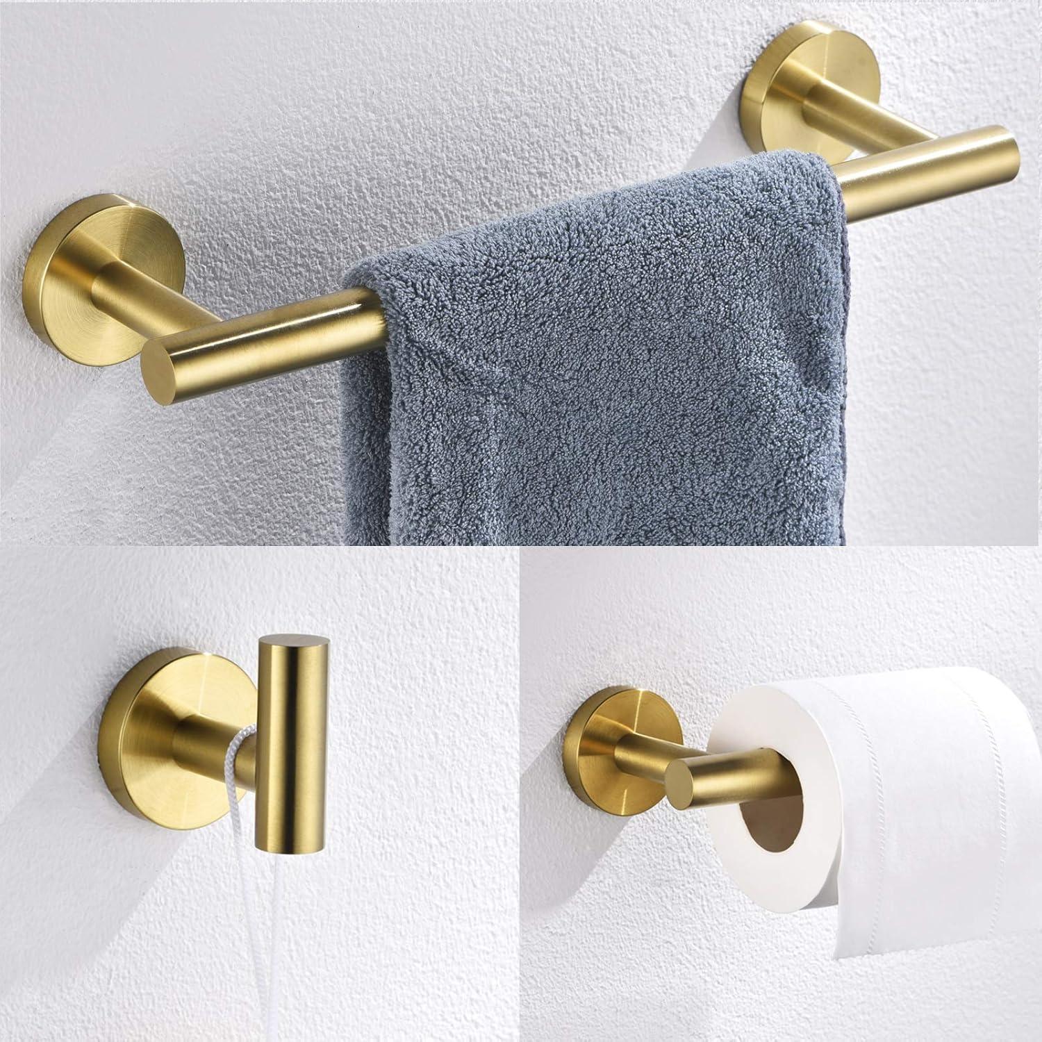 Brushed Gold Stainless Steel 3-Piece Bathroom Hardware Set