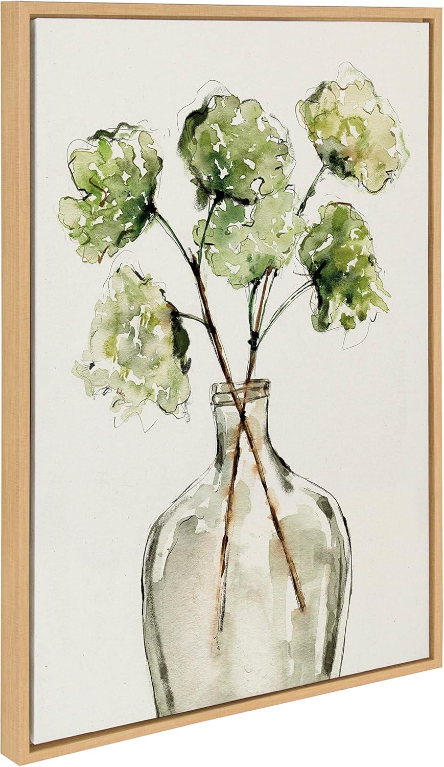 Sylvie Greenery Vase Framed Canvas by Sara Berrenson - Kate & Laurel All Things Decor