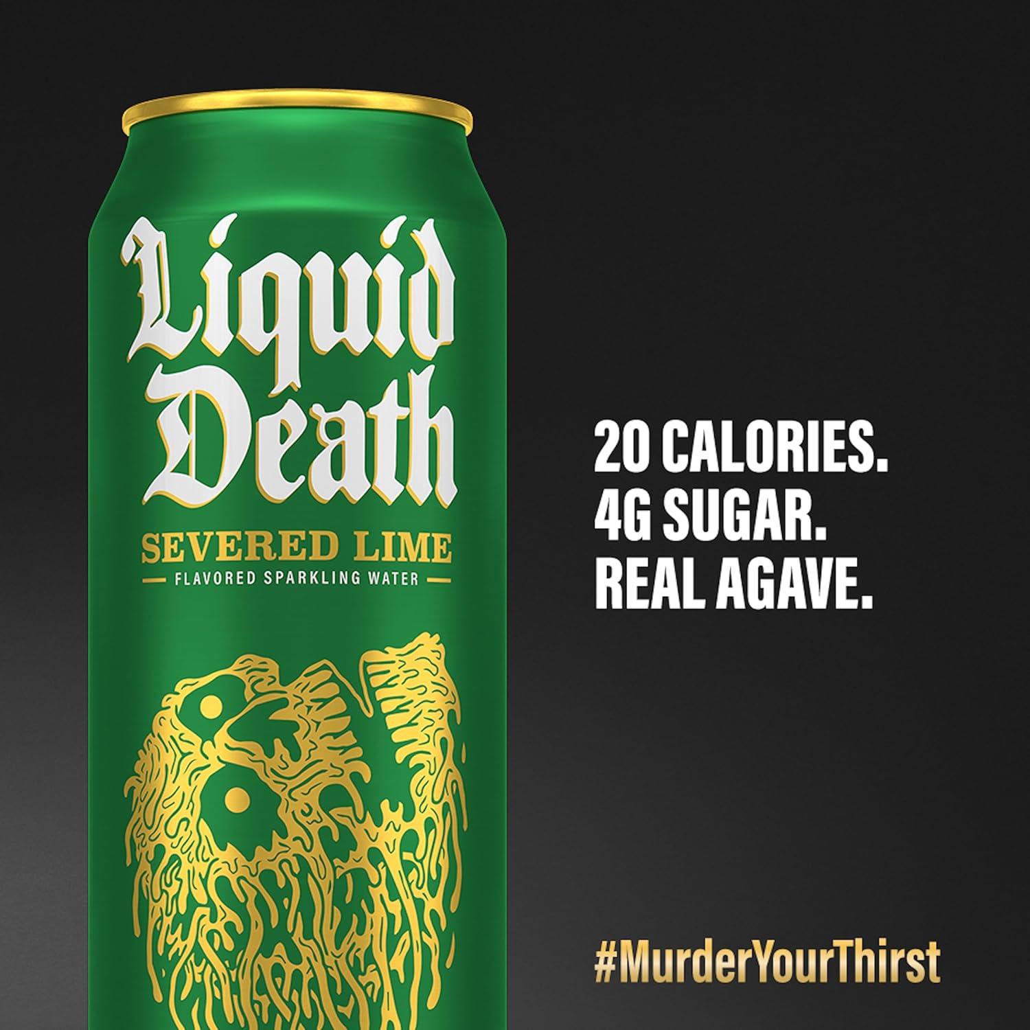 Liquid Death, Severed Lime, Lime-Flavored Sparkling Water, 8-Pack (19.2oz Cans), Low Calorie & No Artificial Sweeteners