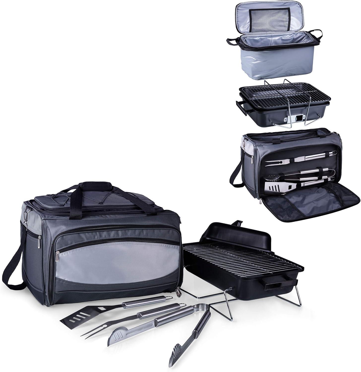 Arlmont & Co. Buccaneer Portable Charcoal Grill & Cooler Tote, Take Anywhere BBQ Grill with BBQ Accessories and Cooler Bag, Barbecues Grill for Outdoor Cooking