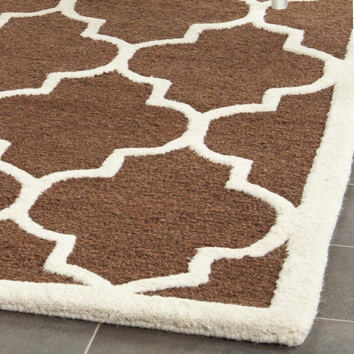 SAFAVIEH Cambridge Kevin Geometric Wool Area Rug, Dark Brown/Ivory, 3' x 5'