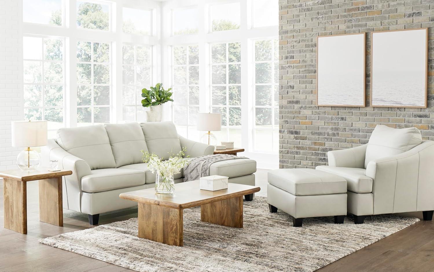 Signature Design by Ashley Contemporary Genoa Ottoman Leather Coconut