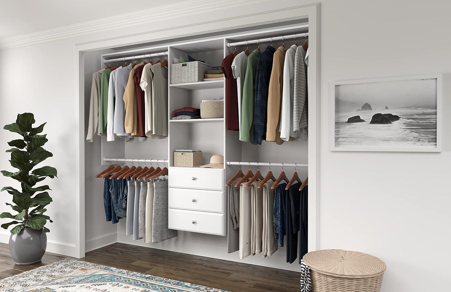 White Wood Closet Tower Kit with Drawers