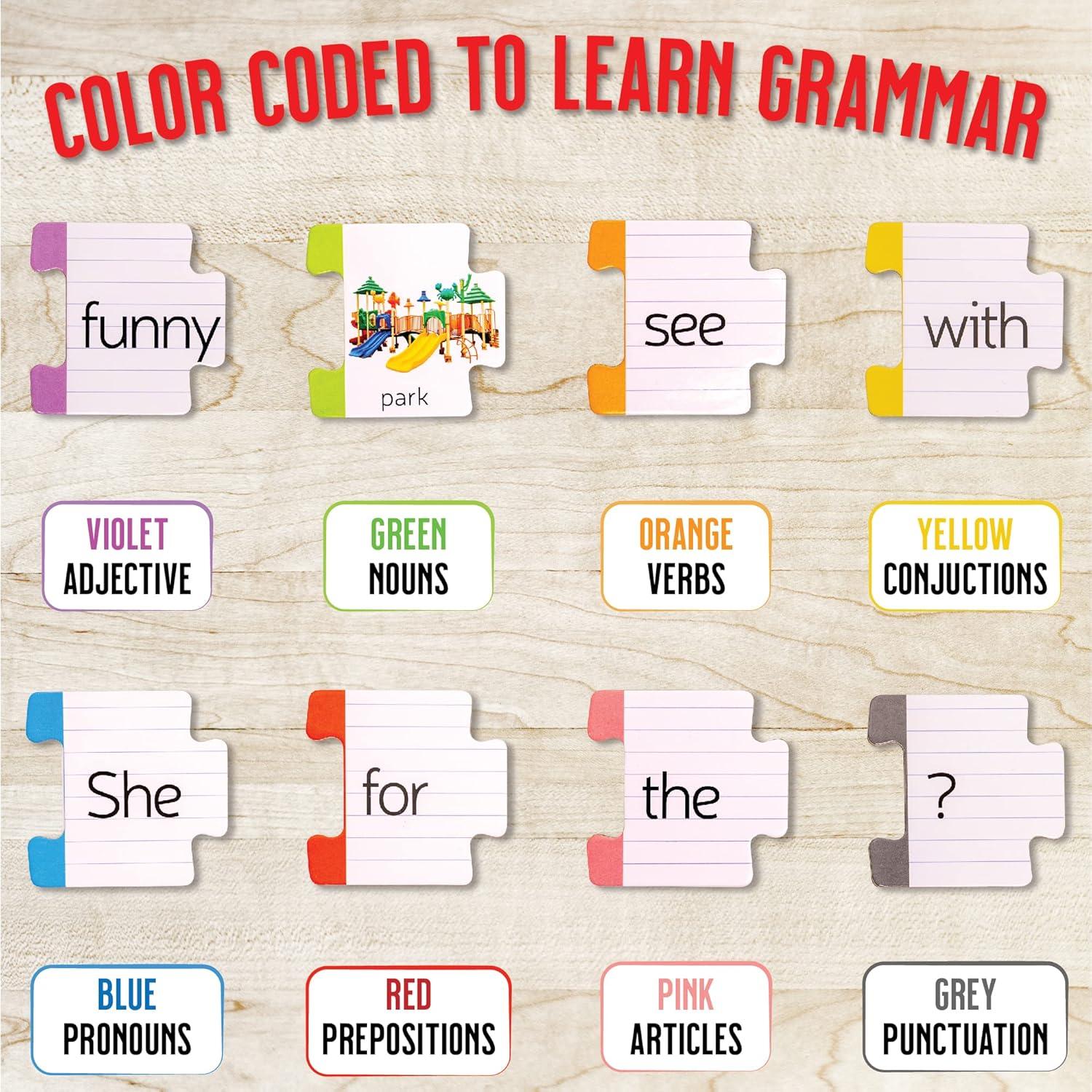 Hapinest Sentence Building for Kids, Learning Game Grammar Reading & Speech Therapy Materials Activities, Kindergarten 1st 2nd Grade Special Education Classroom Must Haves for Teachers & Homeschool