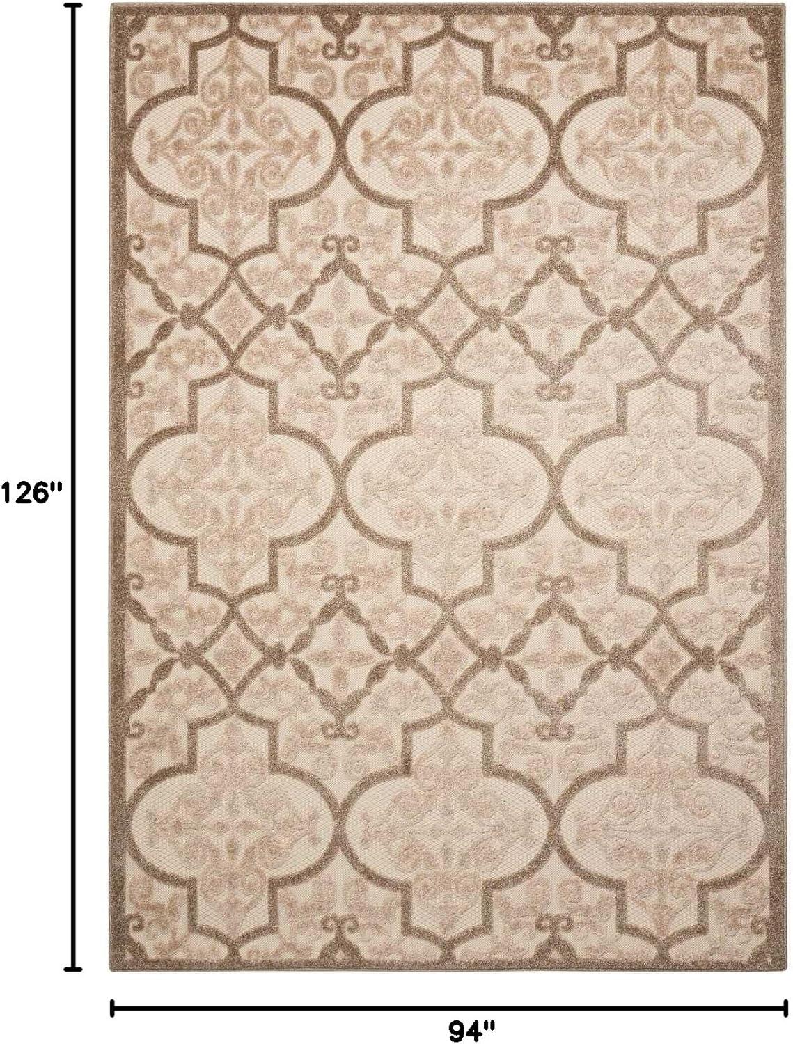 Nourison Aloha Moroccan Trellis Flatweave High-Low Indoor Outdoor Area Rug Cream 7'10" x 10'6"