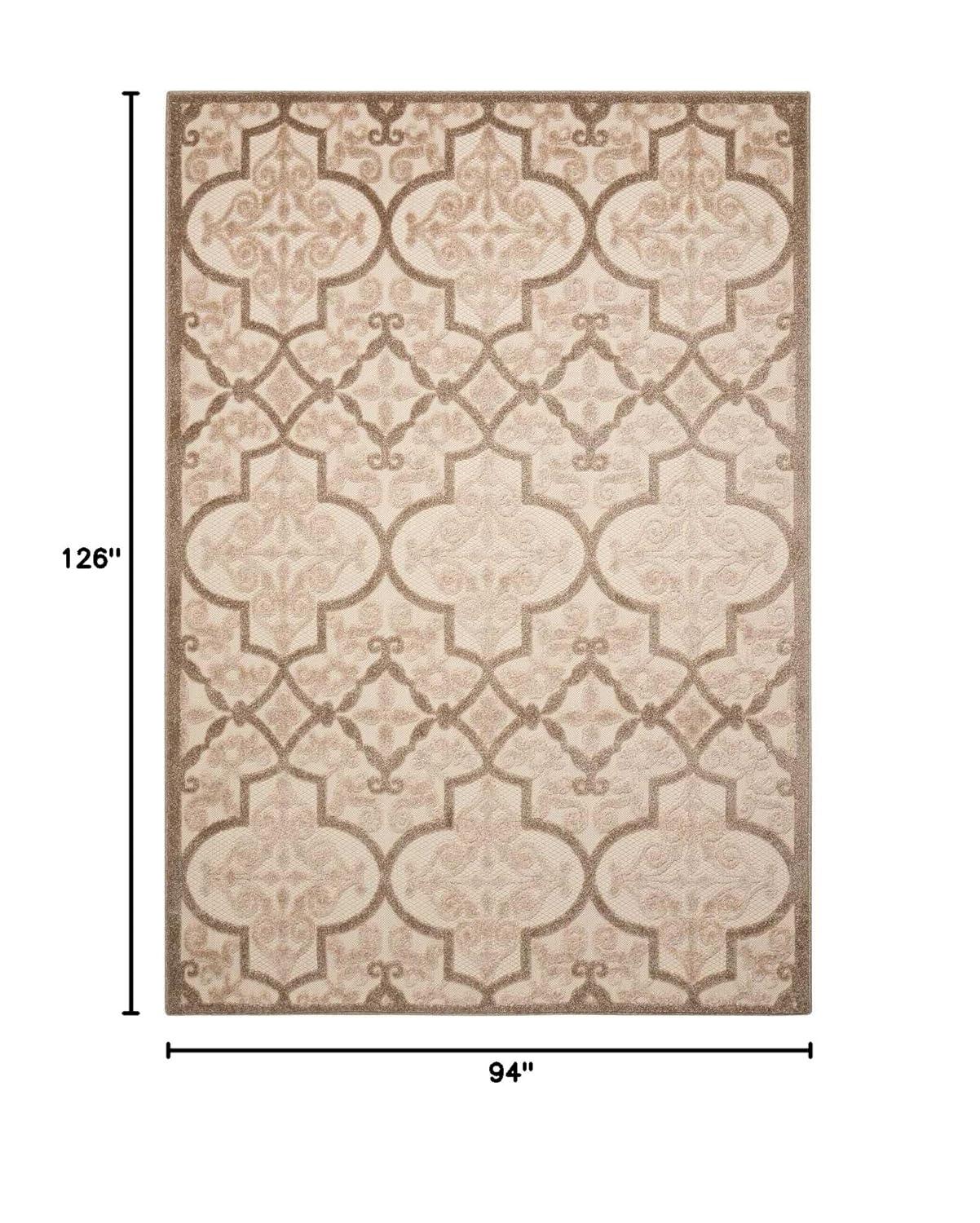 Nourison Aloha Moroccan Trellis Flatweave High-Low Indoor Outdoor Area Rug Cream 7'10" x 10'6"