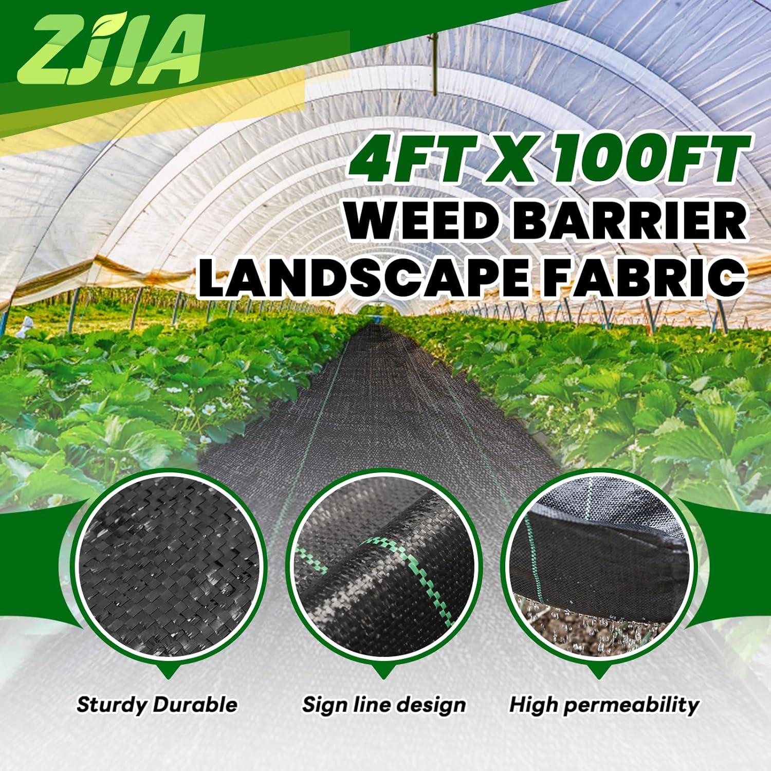 4ft x 100ft Black Heavy Duty Weed Barrier Landscape Fabric