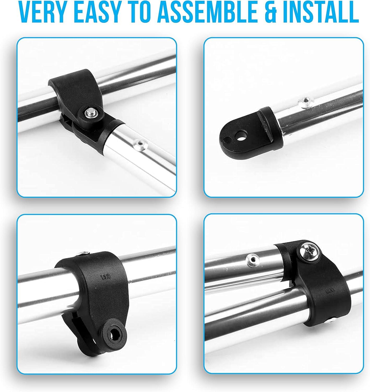 SereneLife 3 Bow Bimini Top - 2 Straps And 2 Rear Support Poles With Marine-Grade 600D Polyester Canvas (Gray) | Wayfair