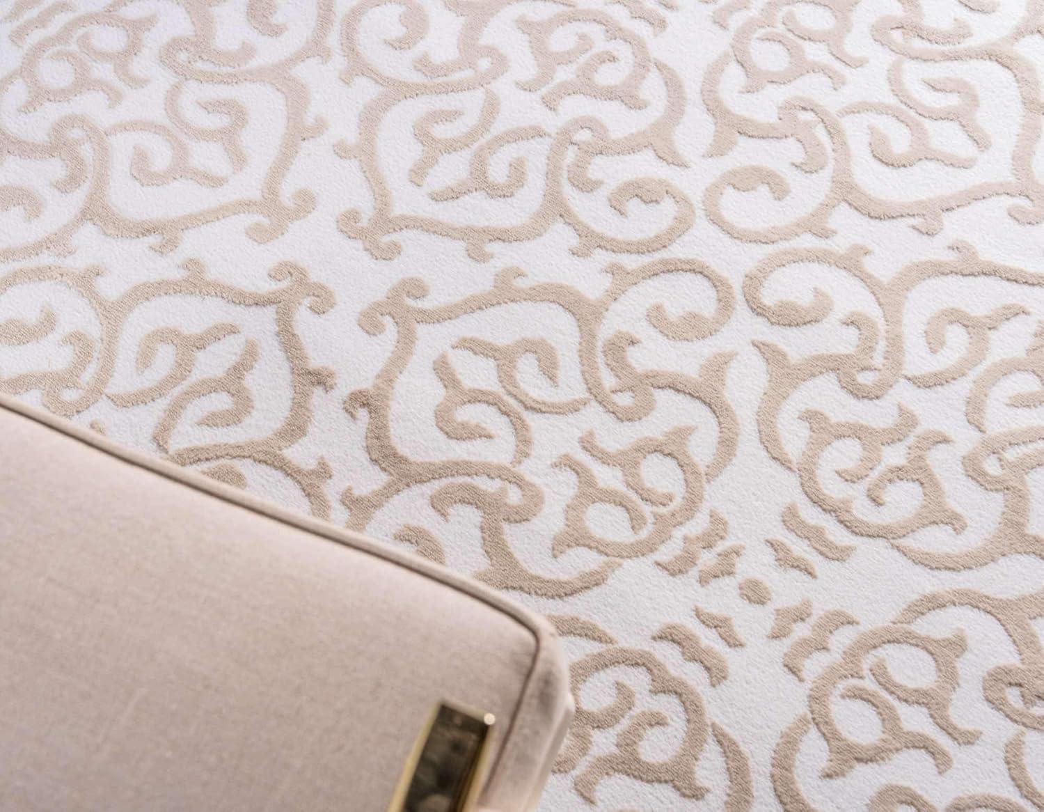 Unique Loom Rushmore Collection Area Rug - Johnson (2' x 3' 1" Rectangle Snow White/Beige)