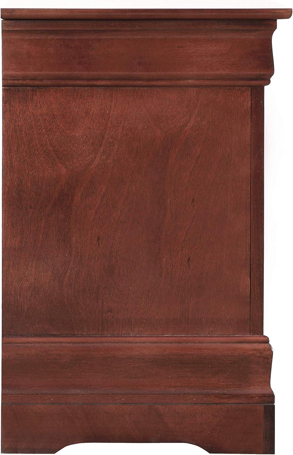 Transitional Cherry Wood Veneer 2-Drawer Nightstand with Metal Handles