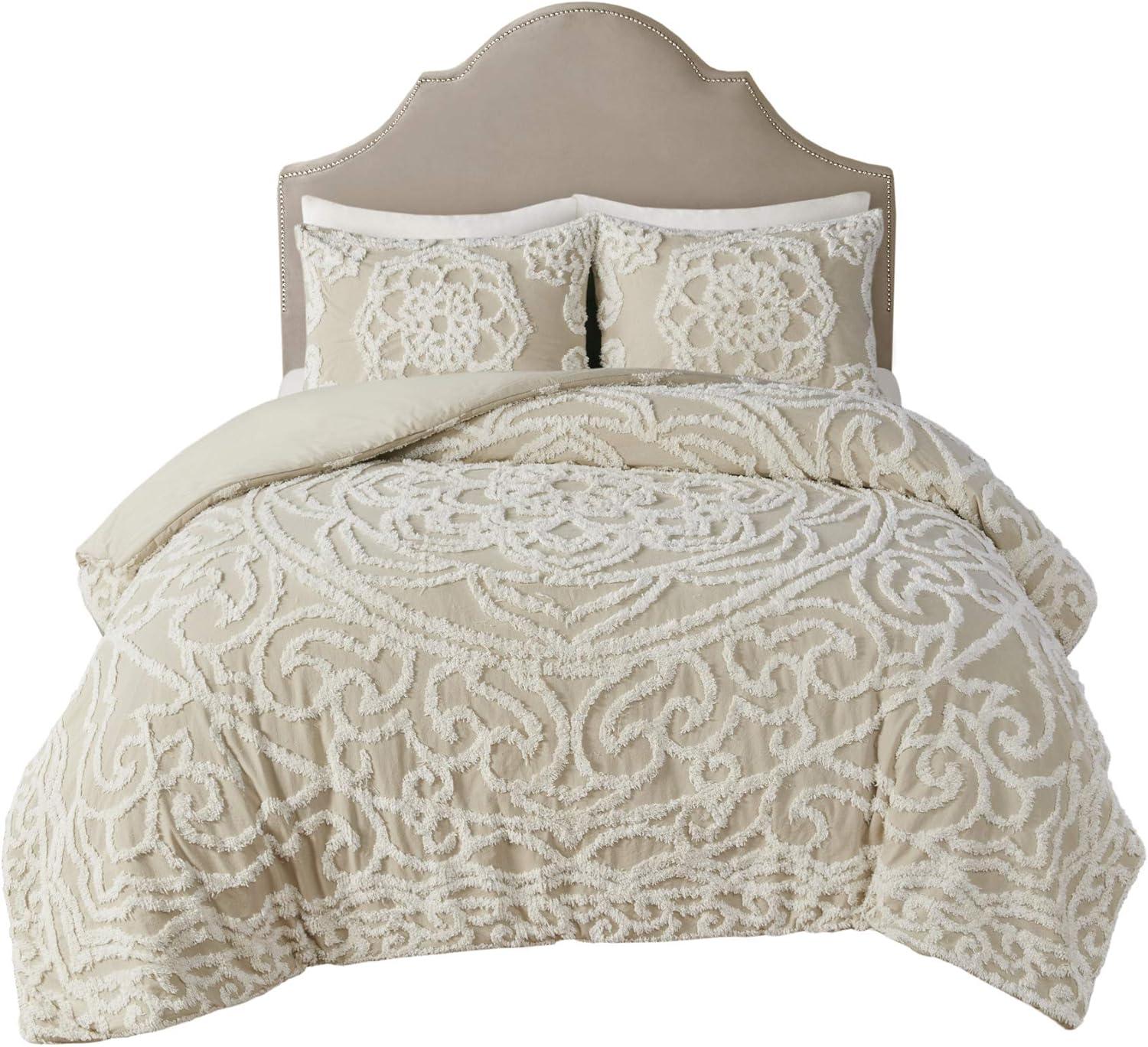 Laetitia Tufted Chenille Cotton 3 Piece Medallion Duvet Cover Set