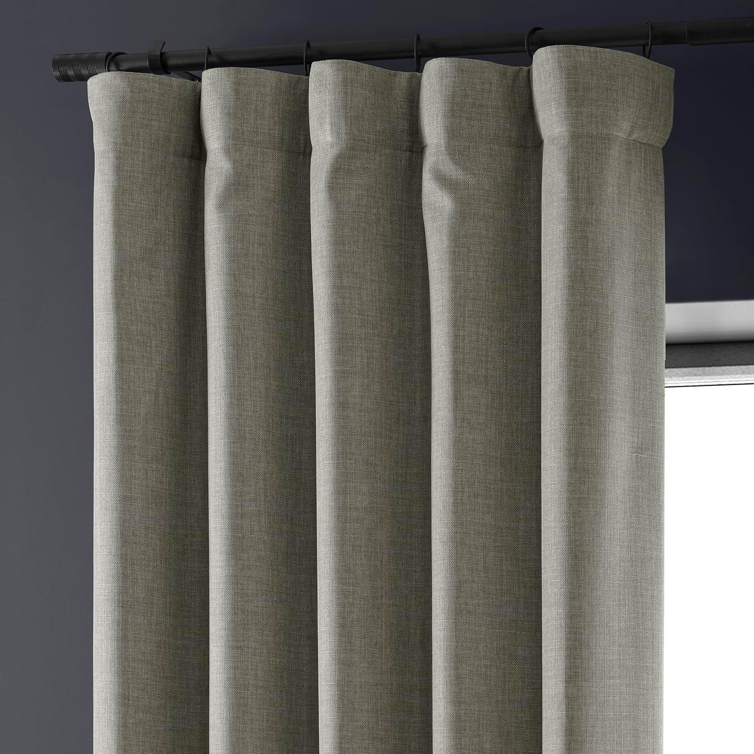 Destination Slate Gray Faux Linen Blackout Curtain Panel, 50" x 84"