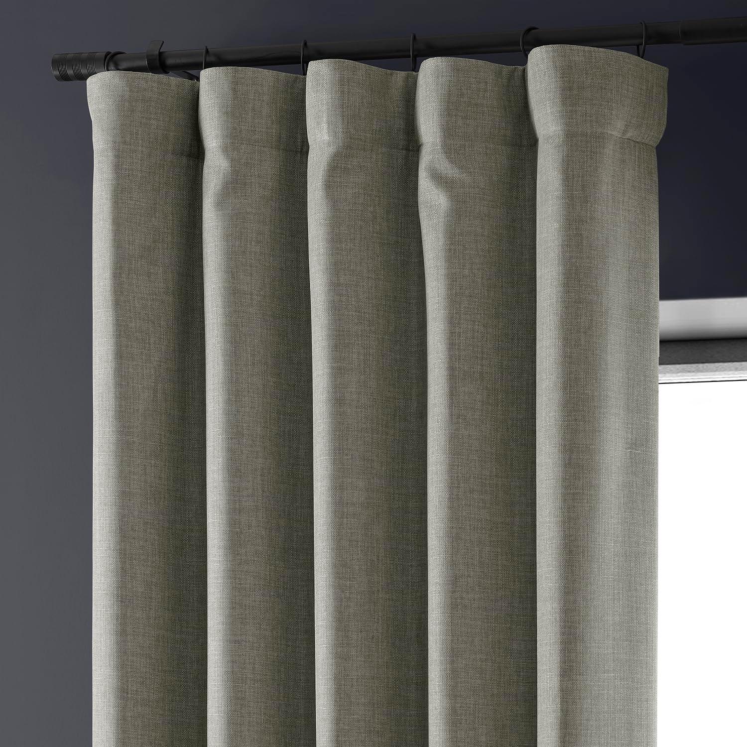 Signature Destination Slate Faux Linen Blackout Curtain (1 Panel), Destination Slate, 50W X 84L