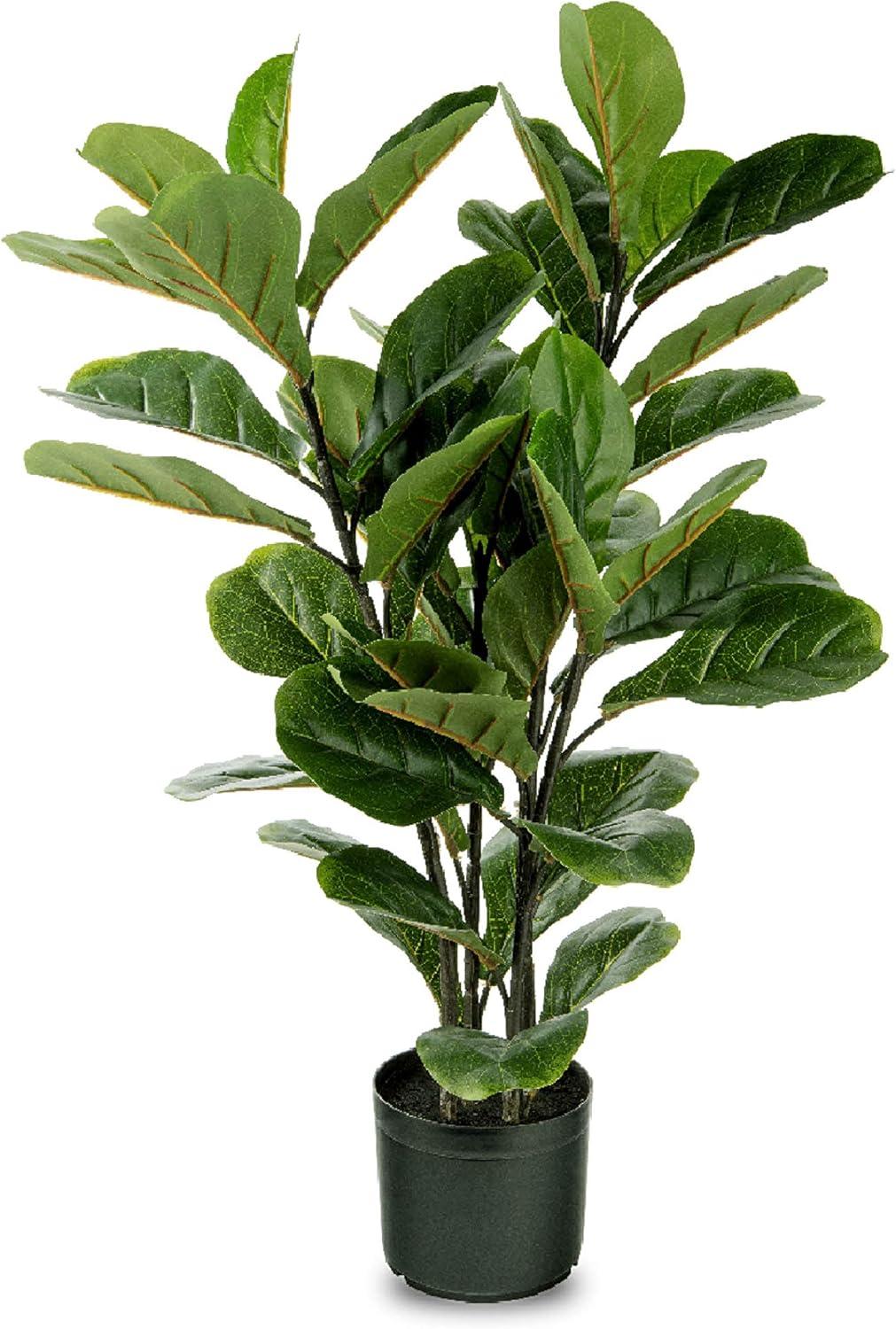 35'' Green Plastic Fiddle Leaf Fig Potted Floor Plant