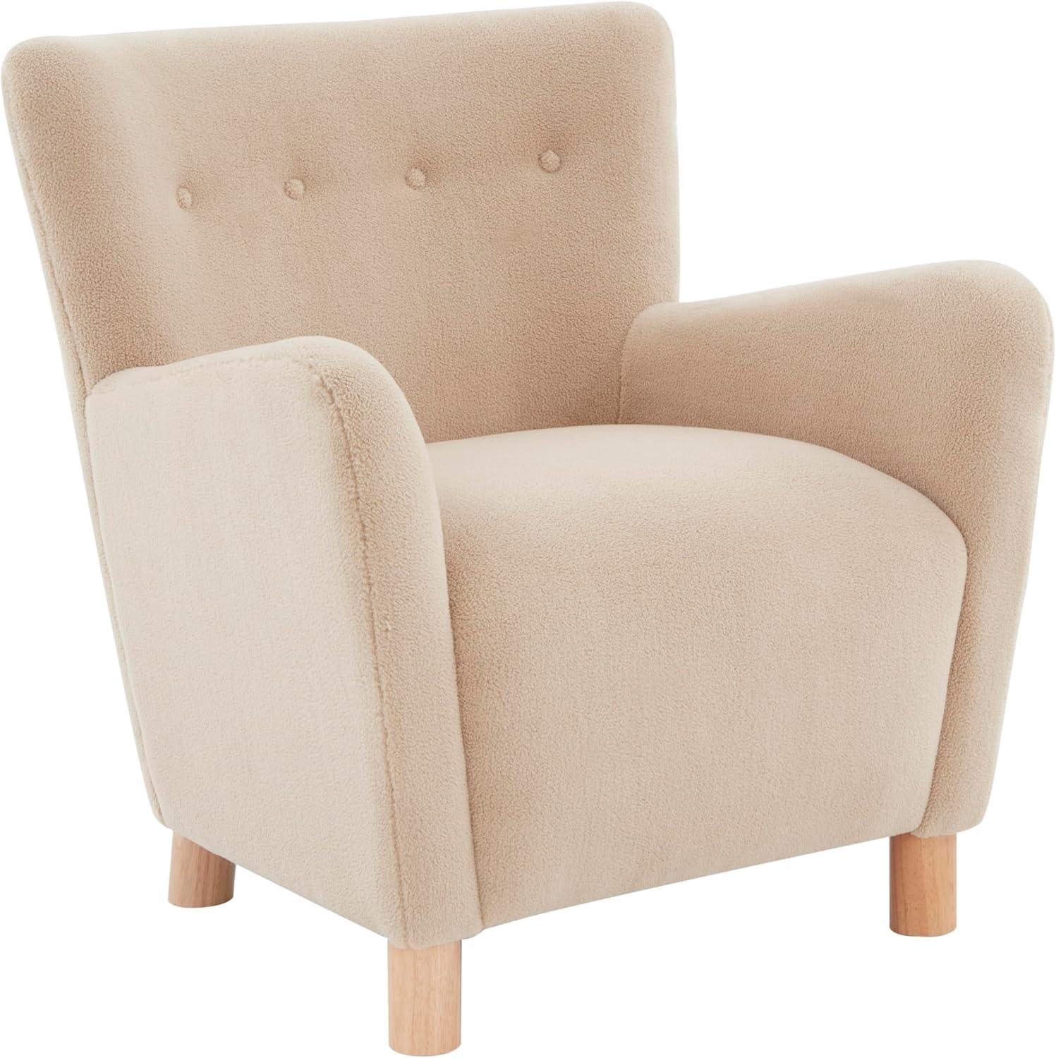 SAFAVIEH Couture Carey Modern Faux Shearling Solid Accent Chair, Tan