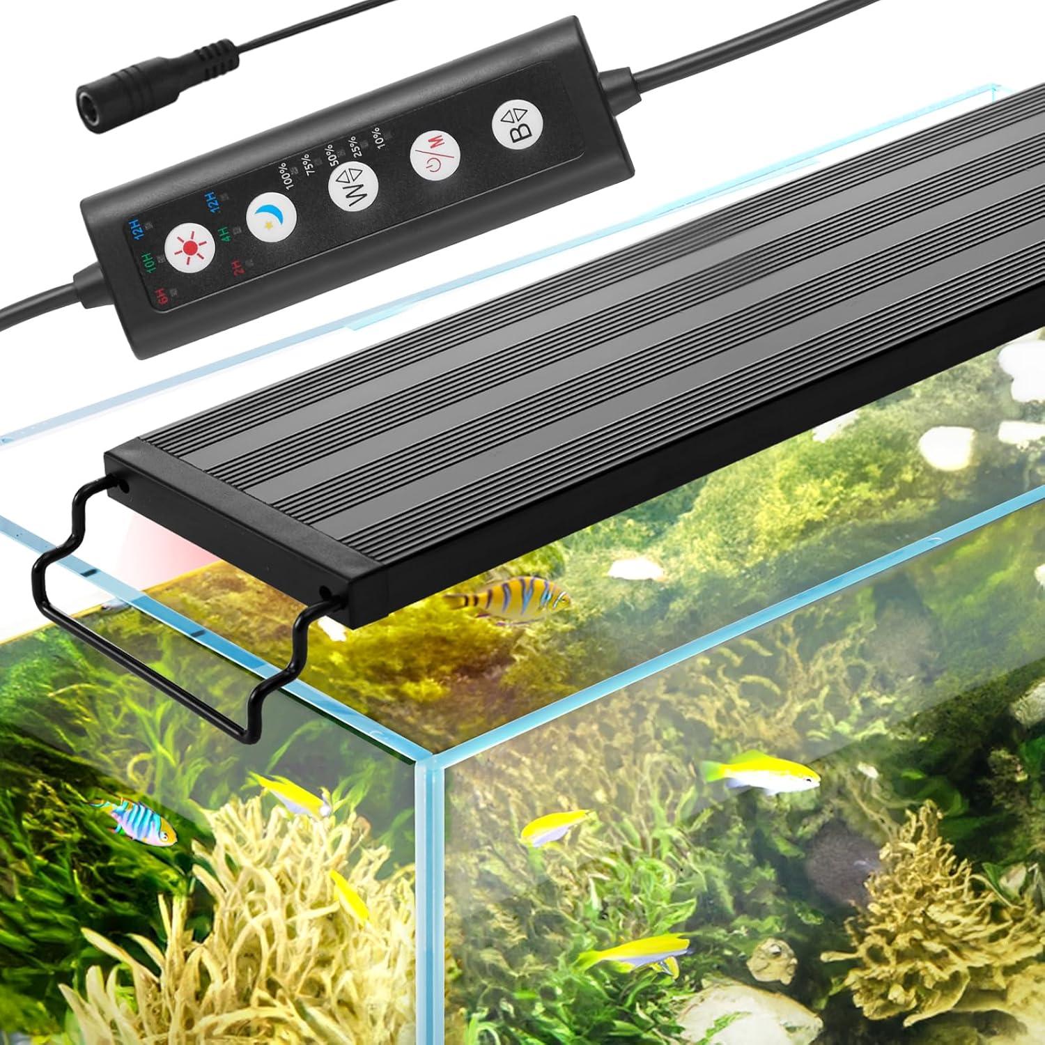 Black Full Spectrum LED Aquarium Light with Adjustable Timer