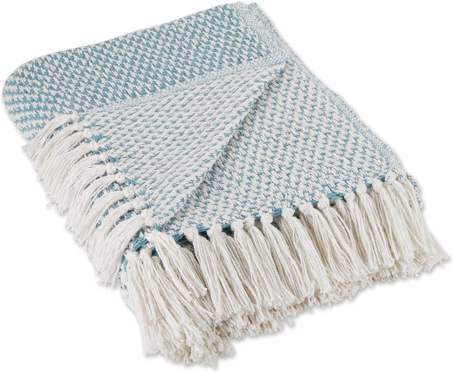 50"x60" Woven Throw Blanket Storm Blue - Design Imports: Lightweight, Machine Washable, Cotton