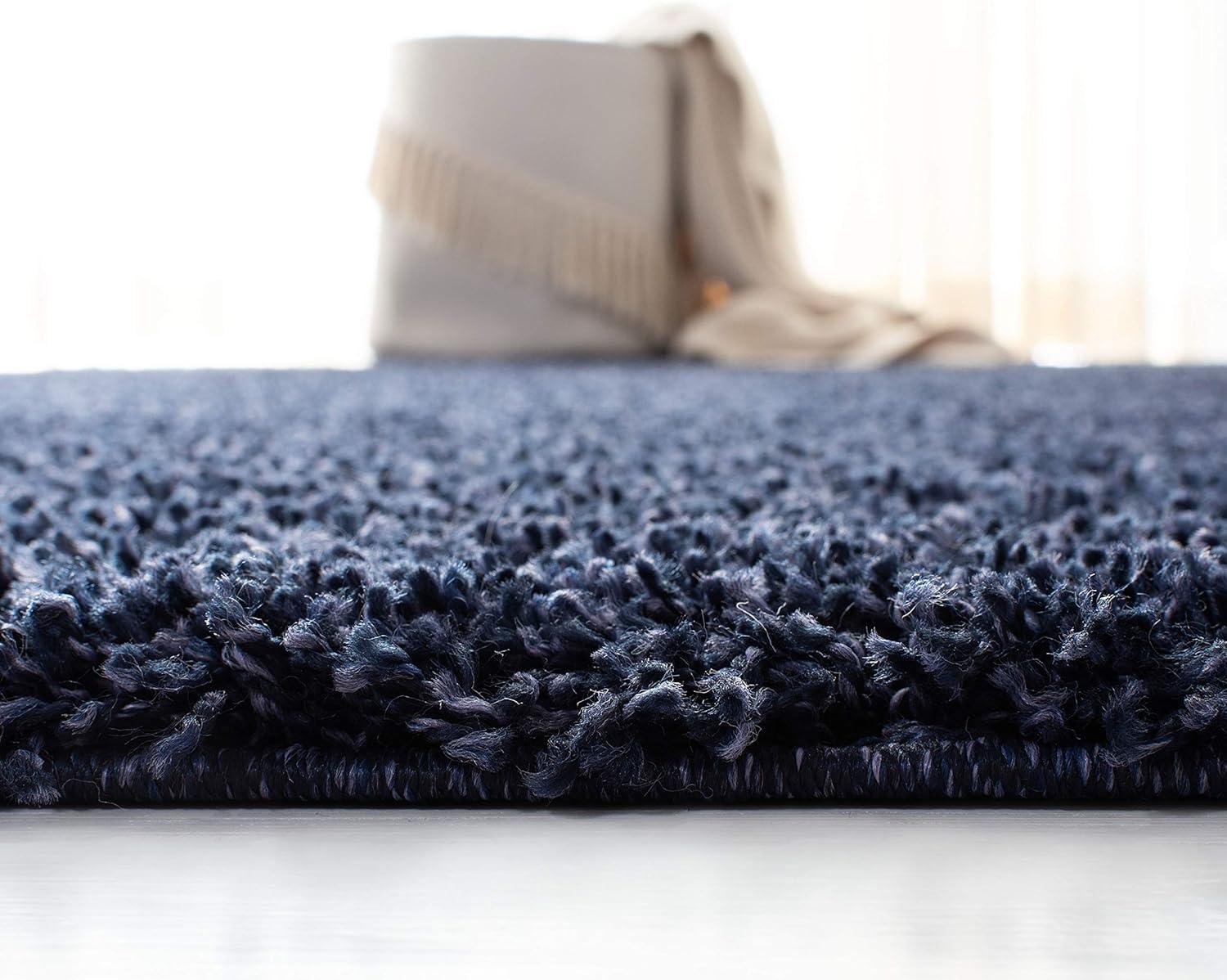 Shag SG151 Power Loomed Indoor Area Rug - Navy - 4'x4' - Safavieh.